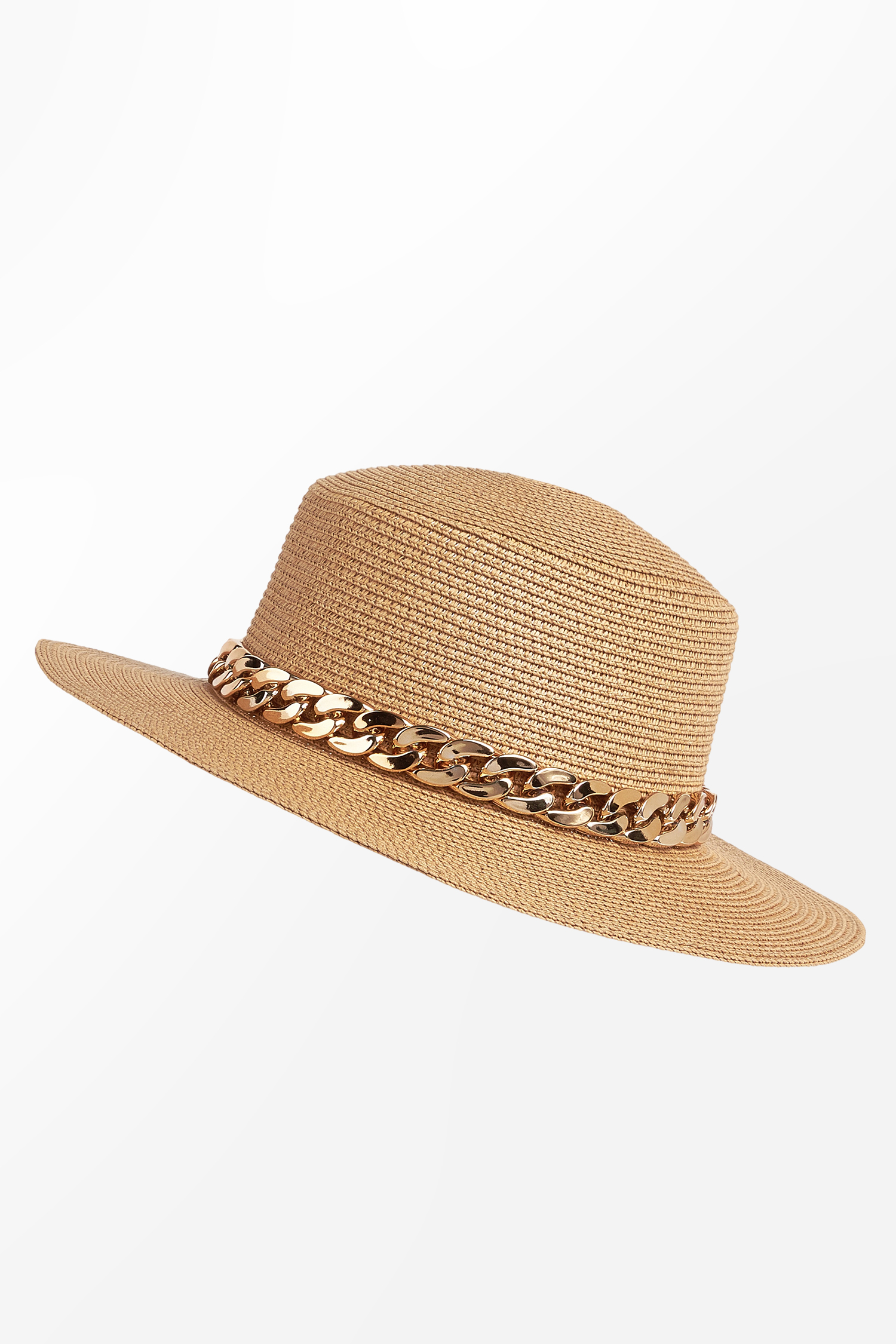 Cappello da paglietta in maglia di paglia e tonalità oro