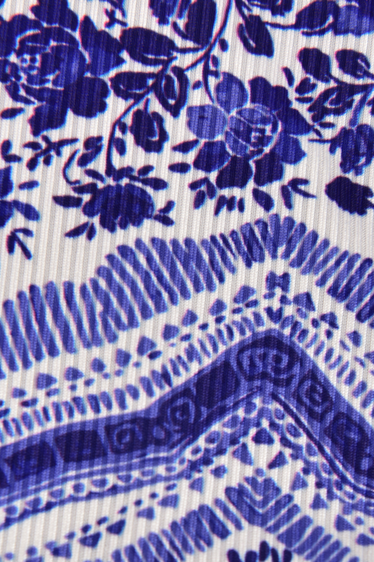 Blue Mesh Shirred Tankini & Floral Bottoms Set