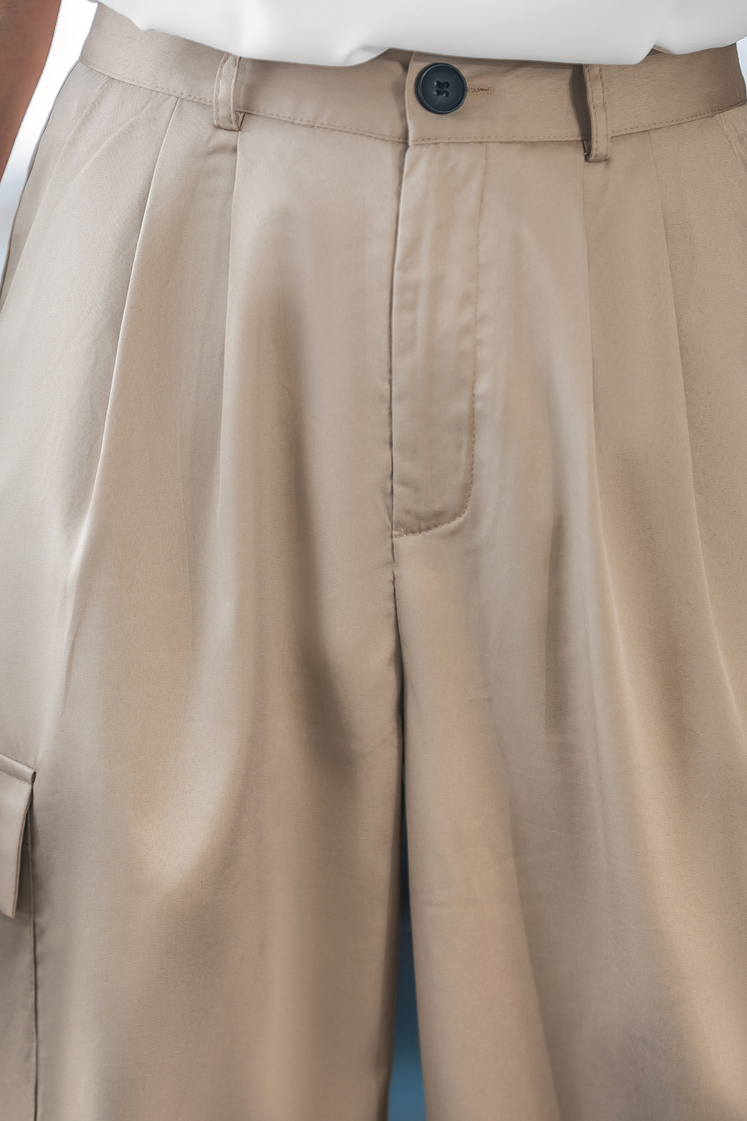Khaki Pocket Button Waist Pants