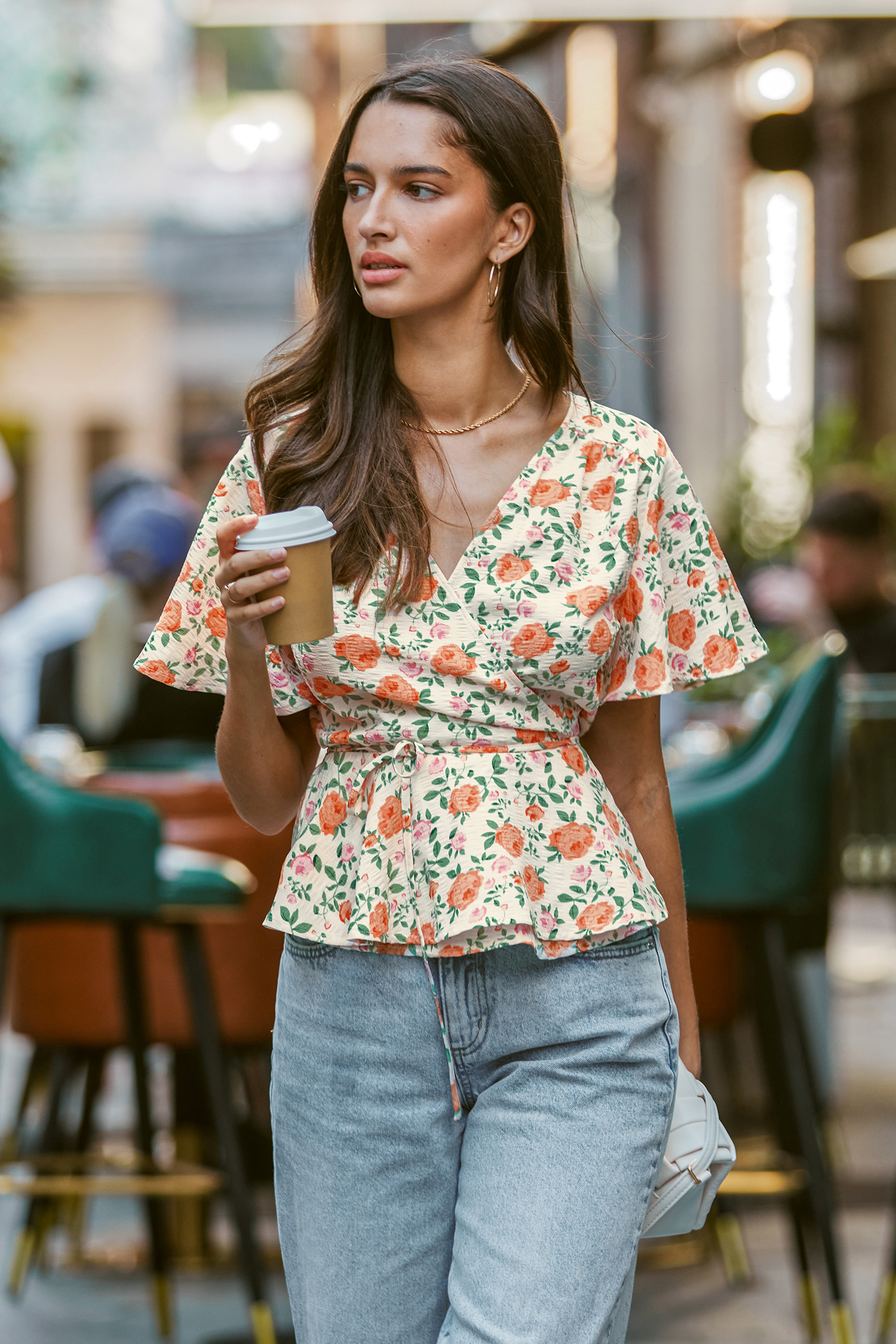 Floral Short Sleeve Peplum Blouse