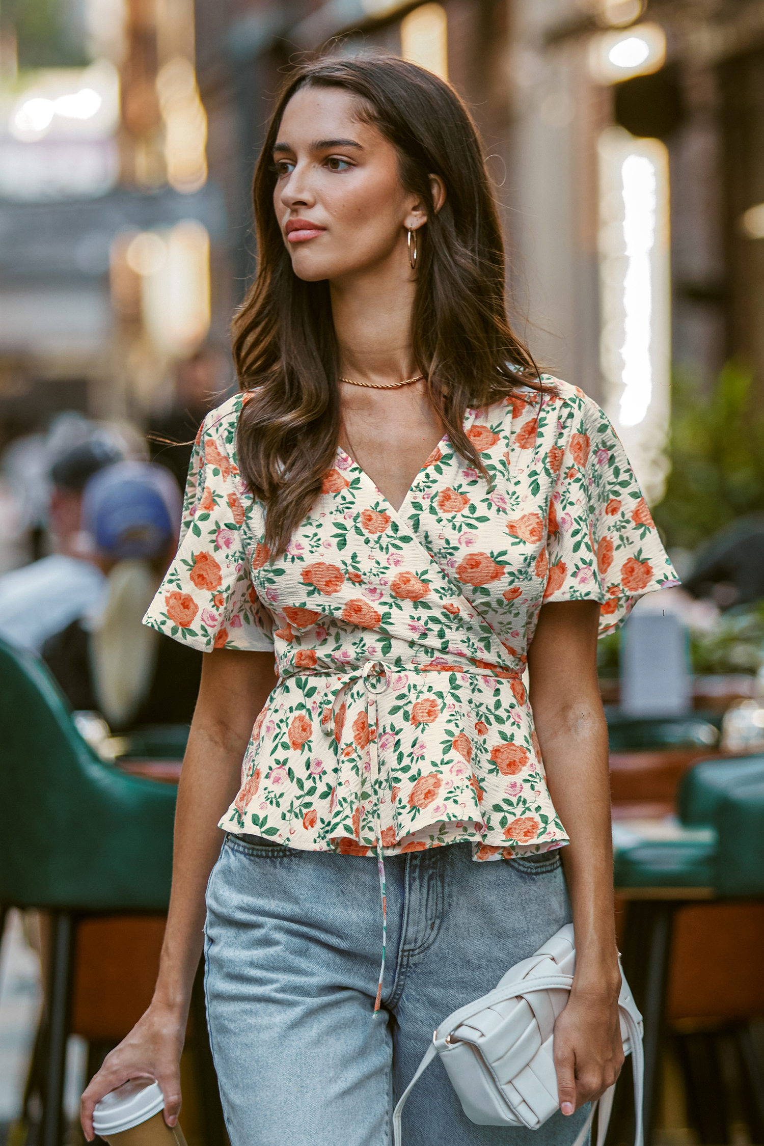 Floral Short Sleeve Peplum Blouse