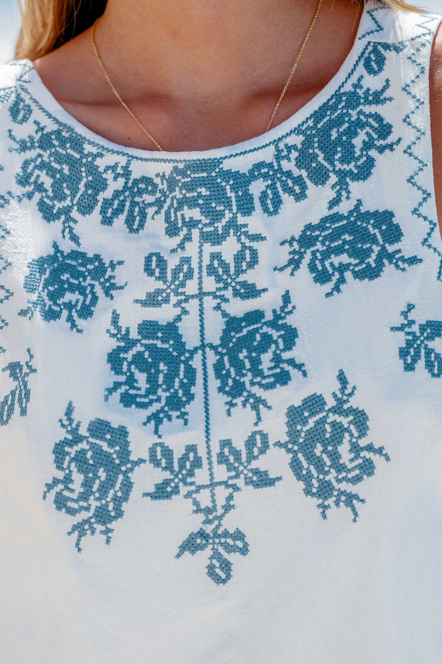 Embroidered Floral Shift Mini Dress