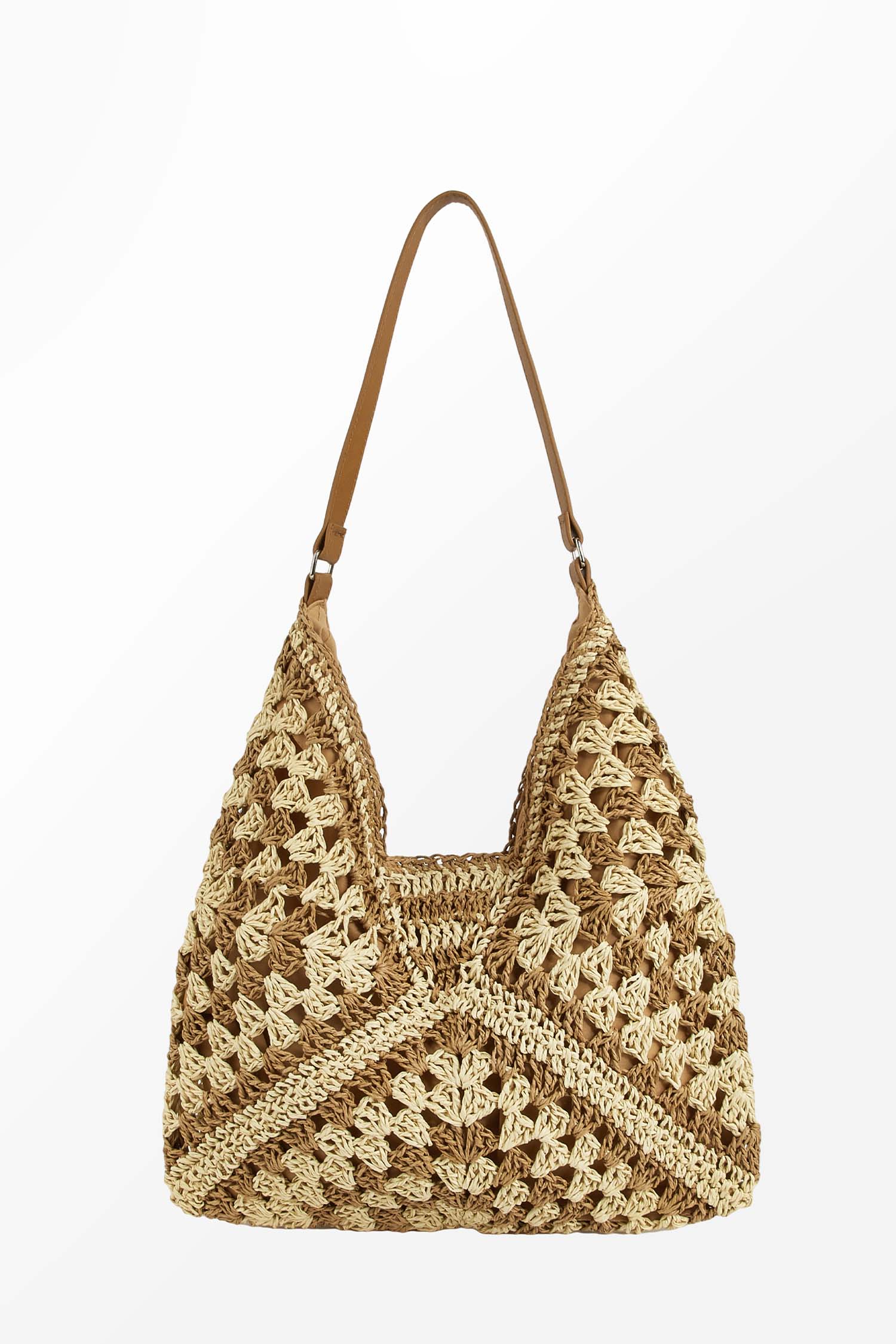 Tan & Beige Crochet Bucket Bag