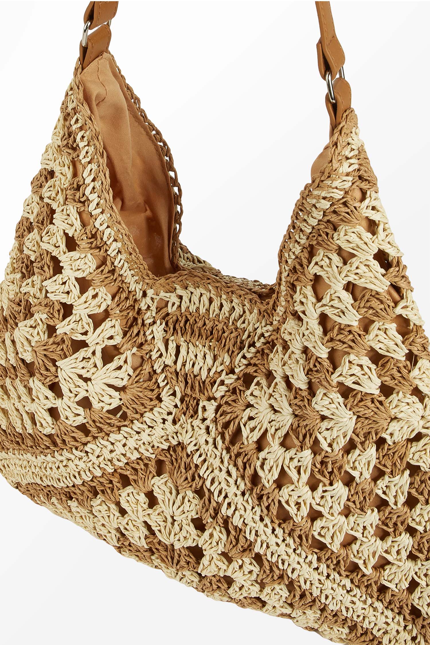 Tan & Beige Crochet Bucket Bag