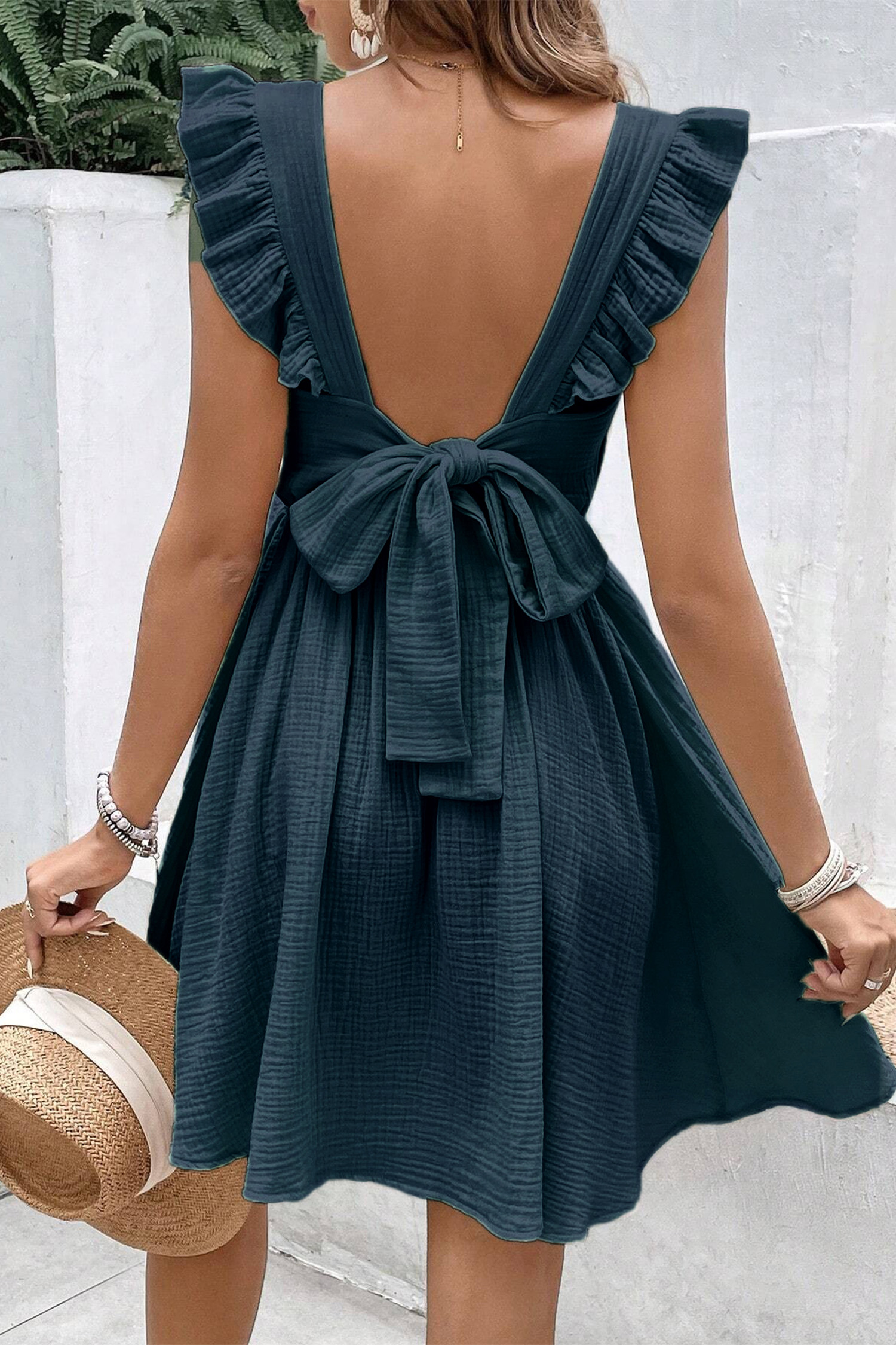 Essential Navy Flutter Sleeve Top