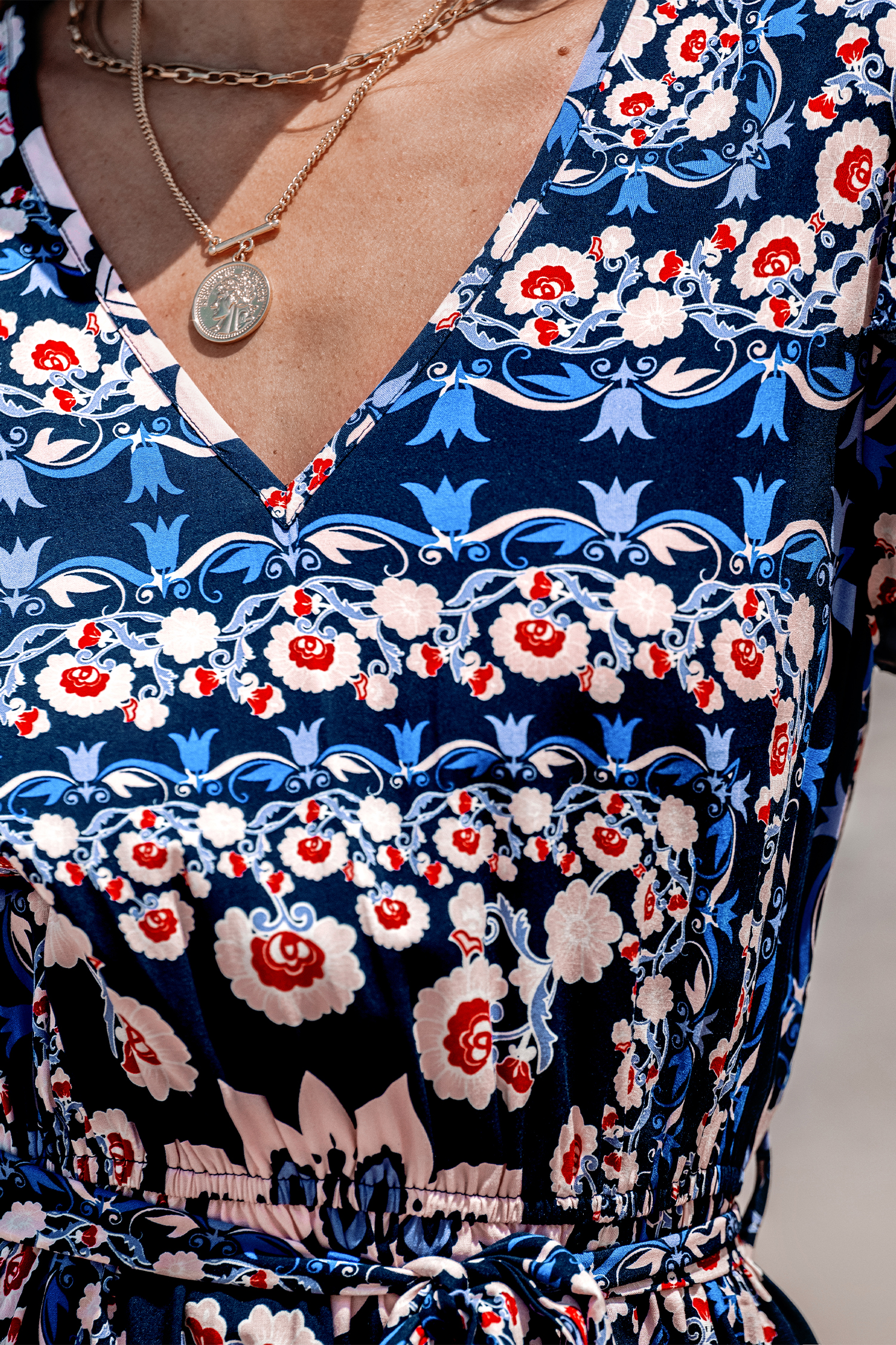 Ornate Floral Print Maxi Dress