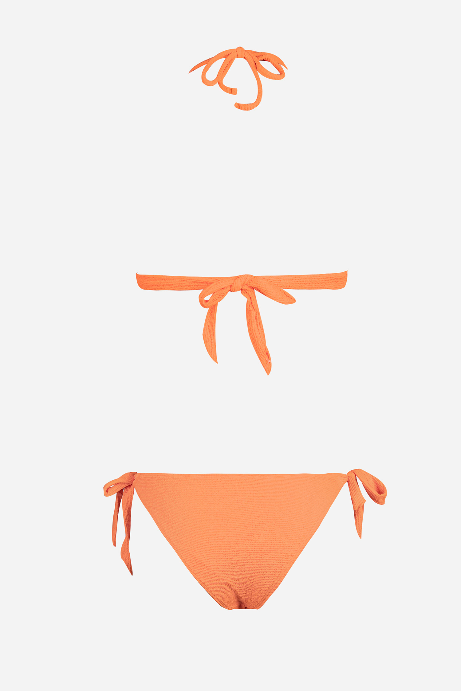 Crinkle Orange Halterneck Bikini Top & Tie Bottoms Set