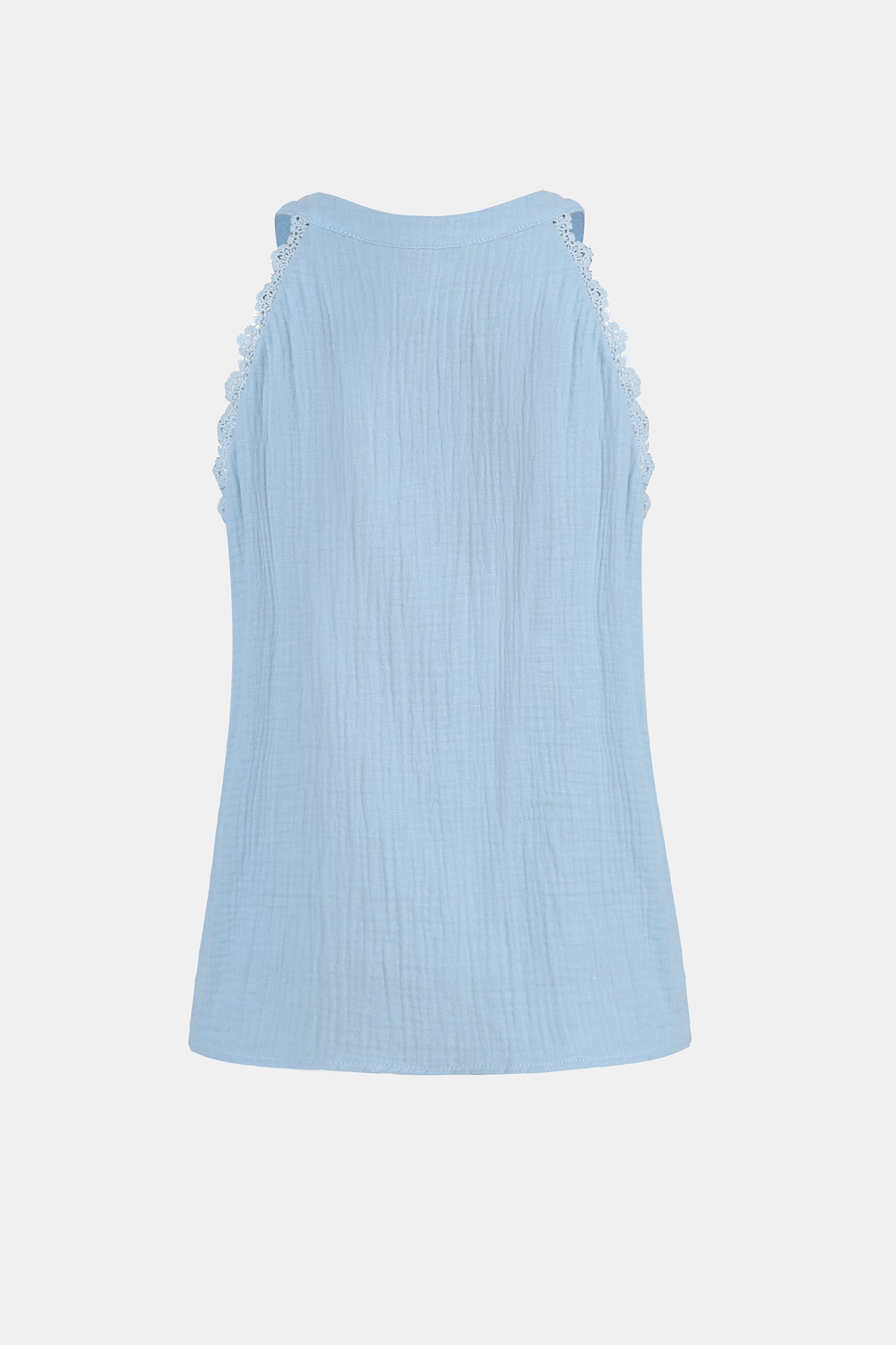 Blue Sleeveless V-Neck Top