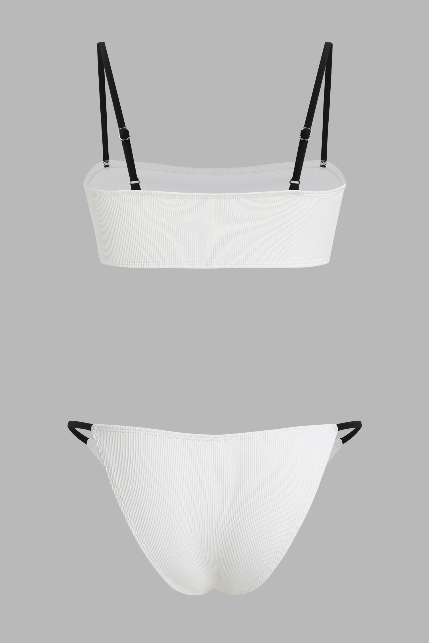 Geripptes Bandeau-Bikinioberteil & String-Bikinihose im Set