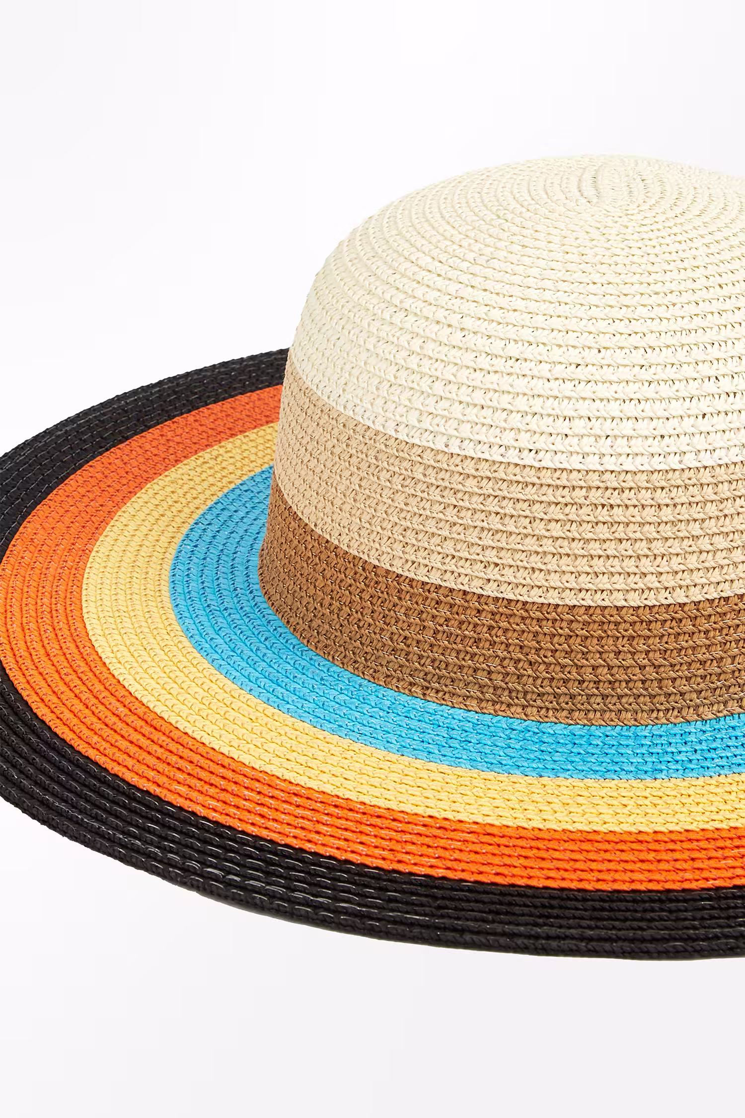 Colorblock Damen Sommerhut mit breiter Krempe aus Stroh