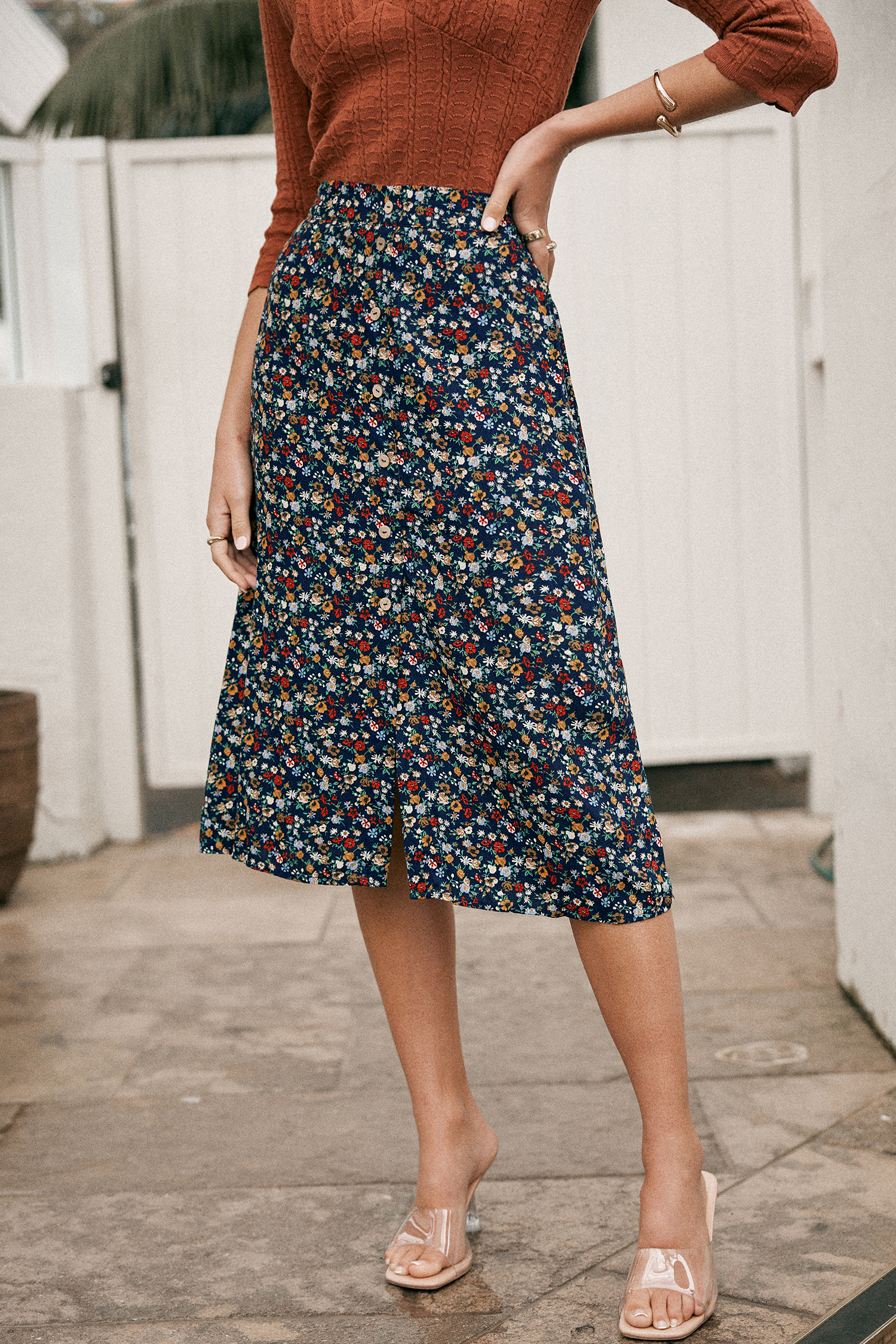 Ditsy bloemen midi-rok