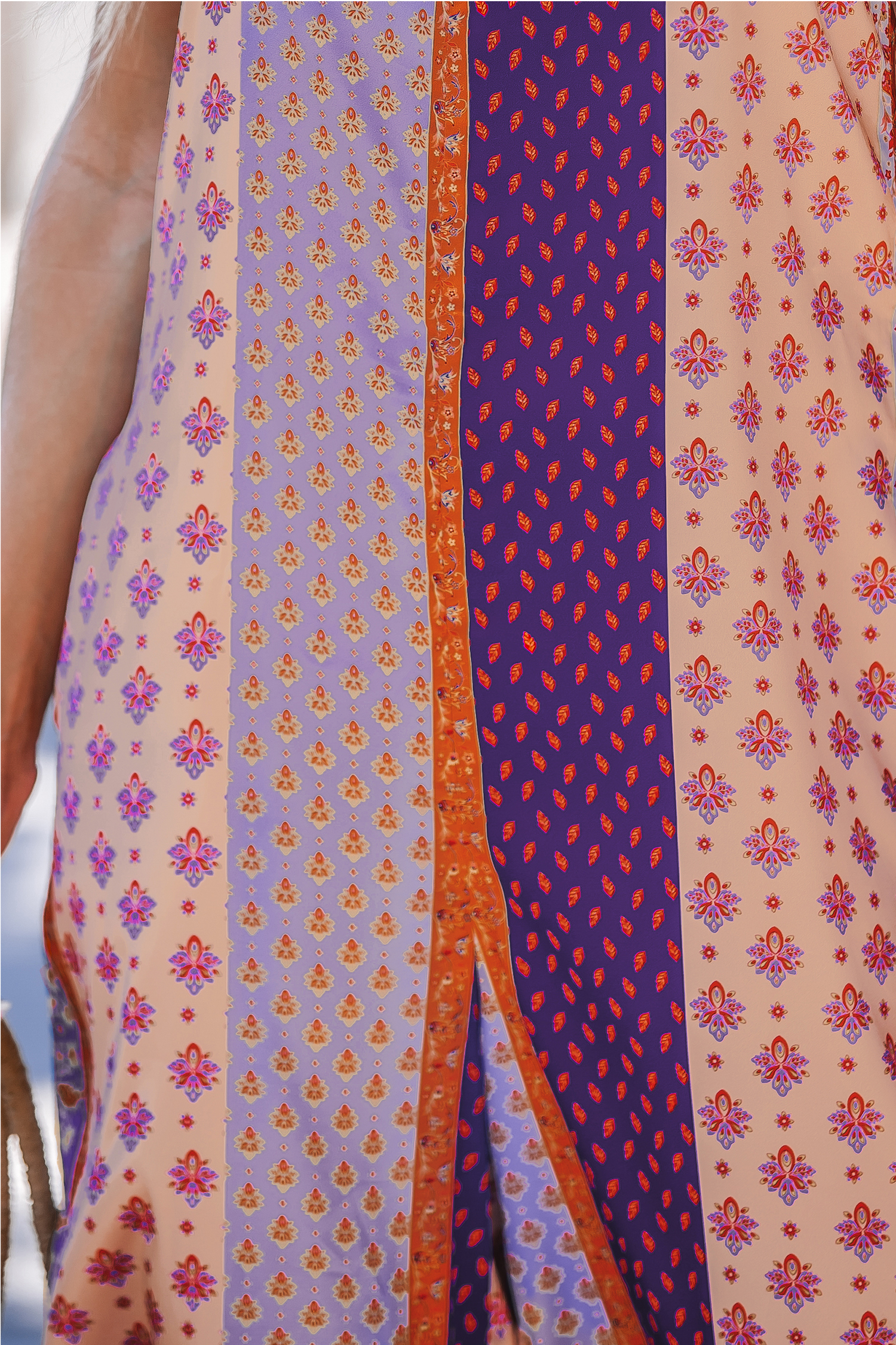 Patchwork Boho Sleeveless Straight Leg Jumpsuit