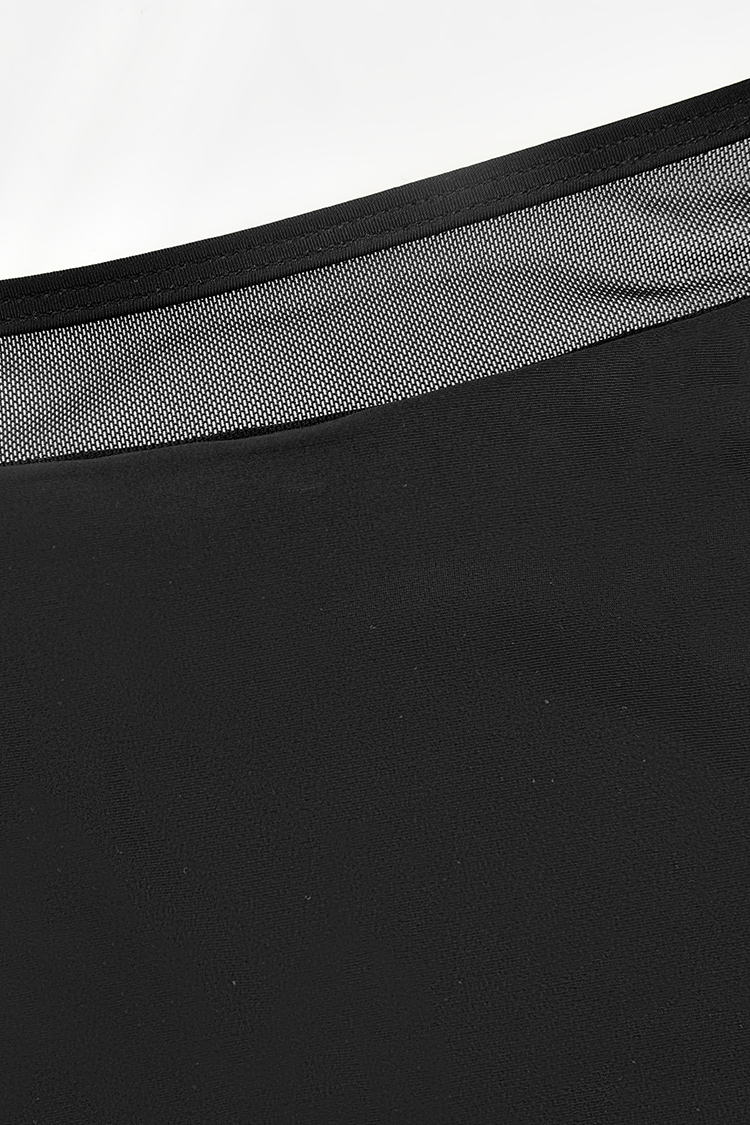 Schwarzes Netz-Bikini-Oberteil & verzierte Bikinihose