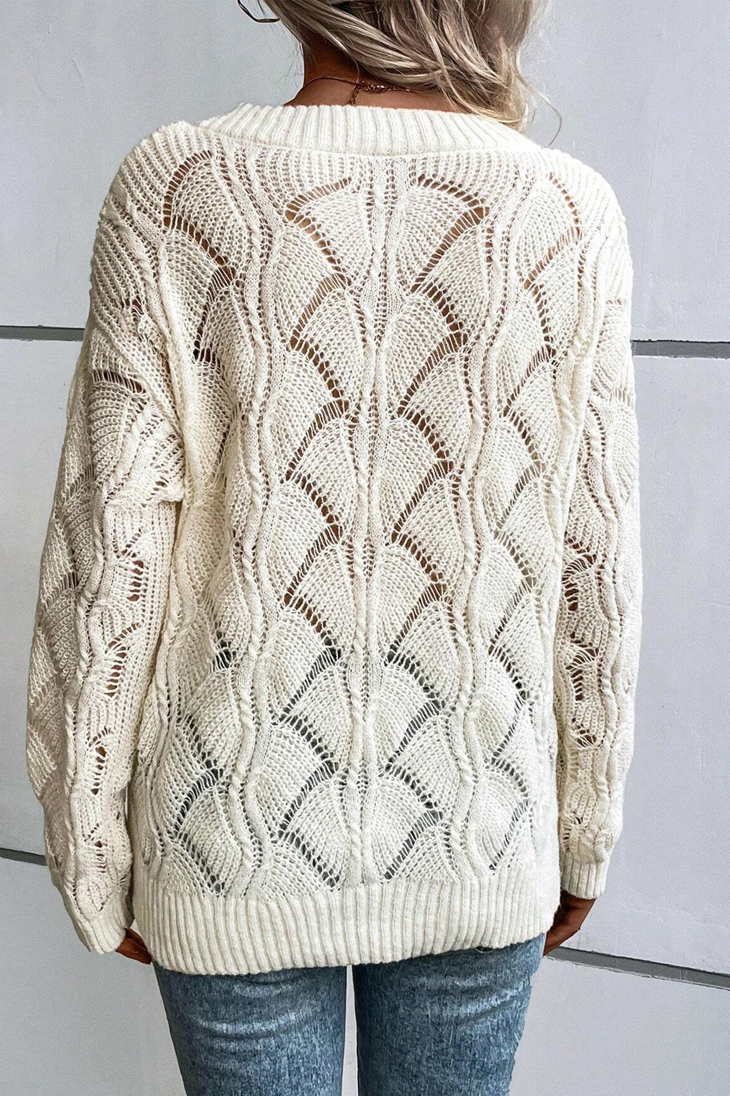 Knit V-Neck Long Sleeve Sweater
