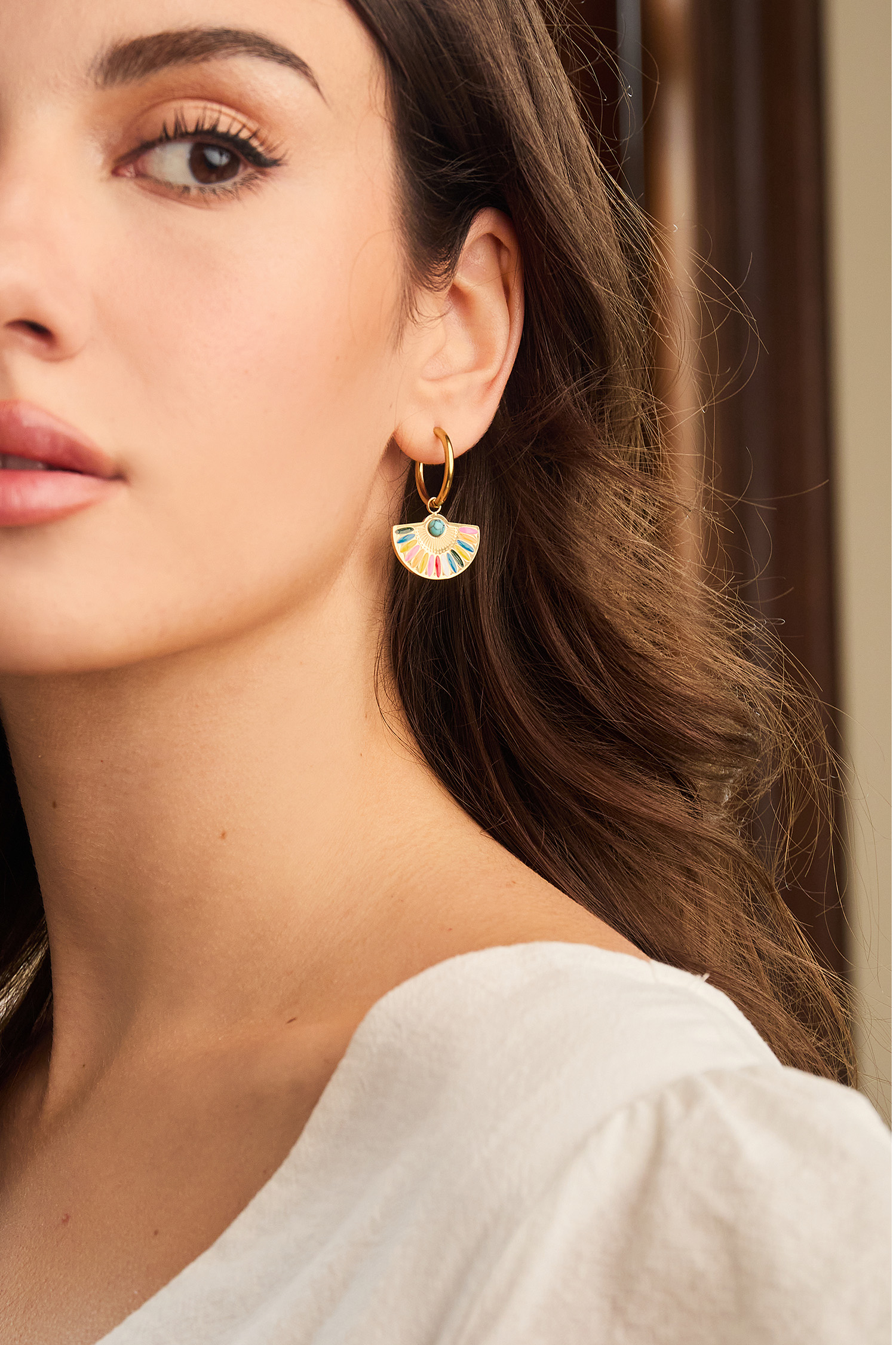 Mehrfarbige Fächer-Ohrringe