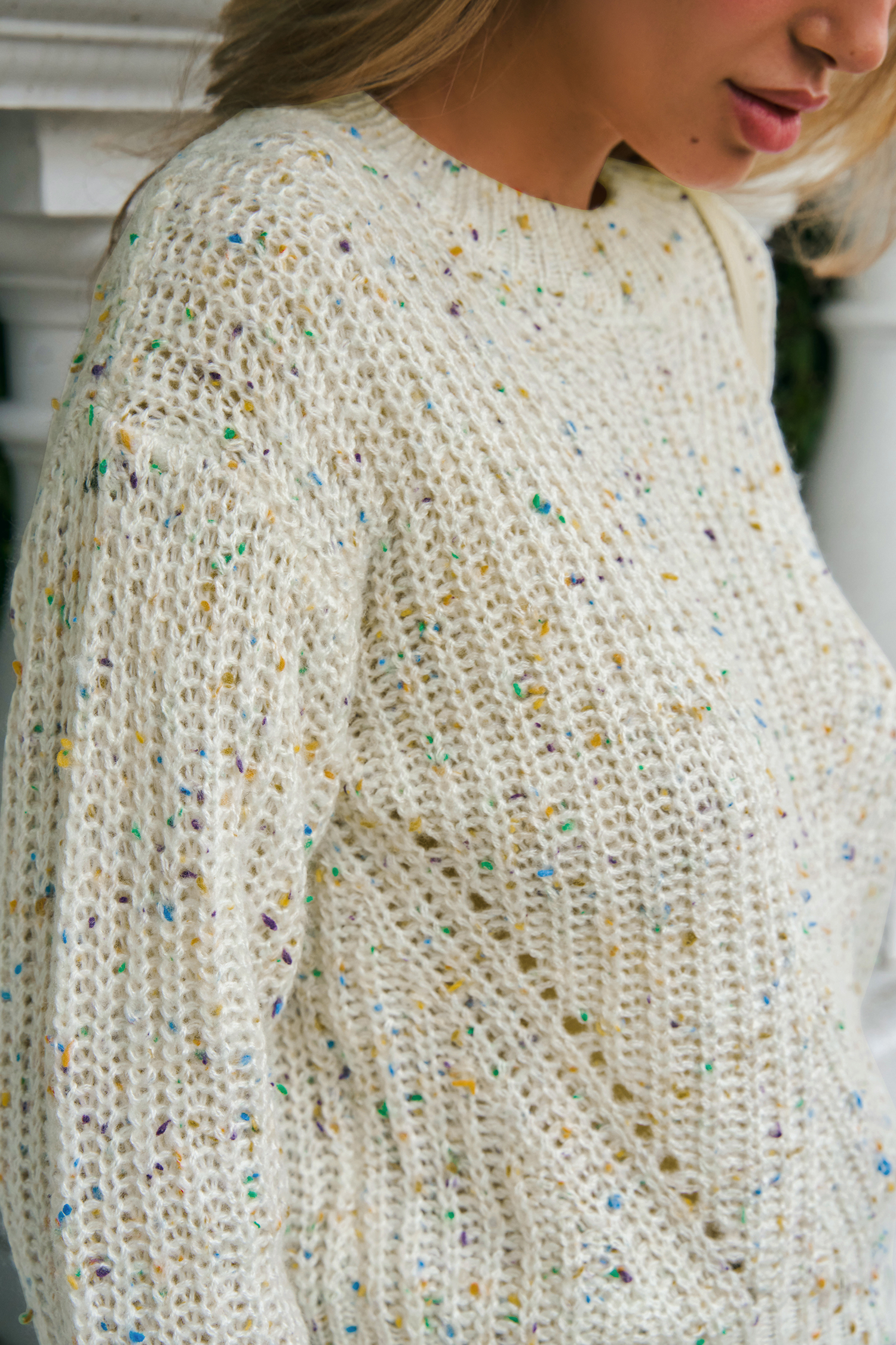 Confetti Crochet Round Neck Crochet Jumper