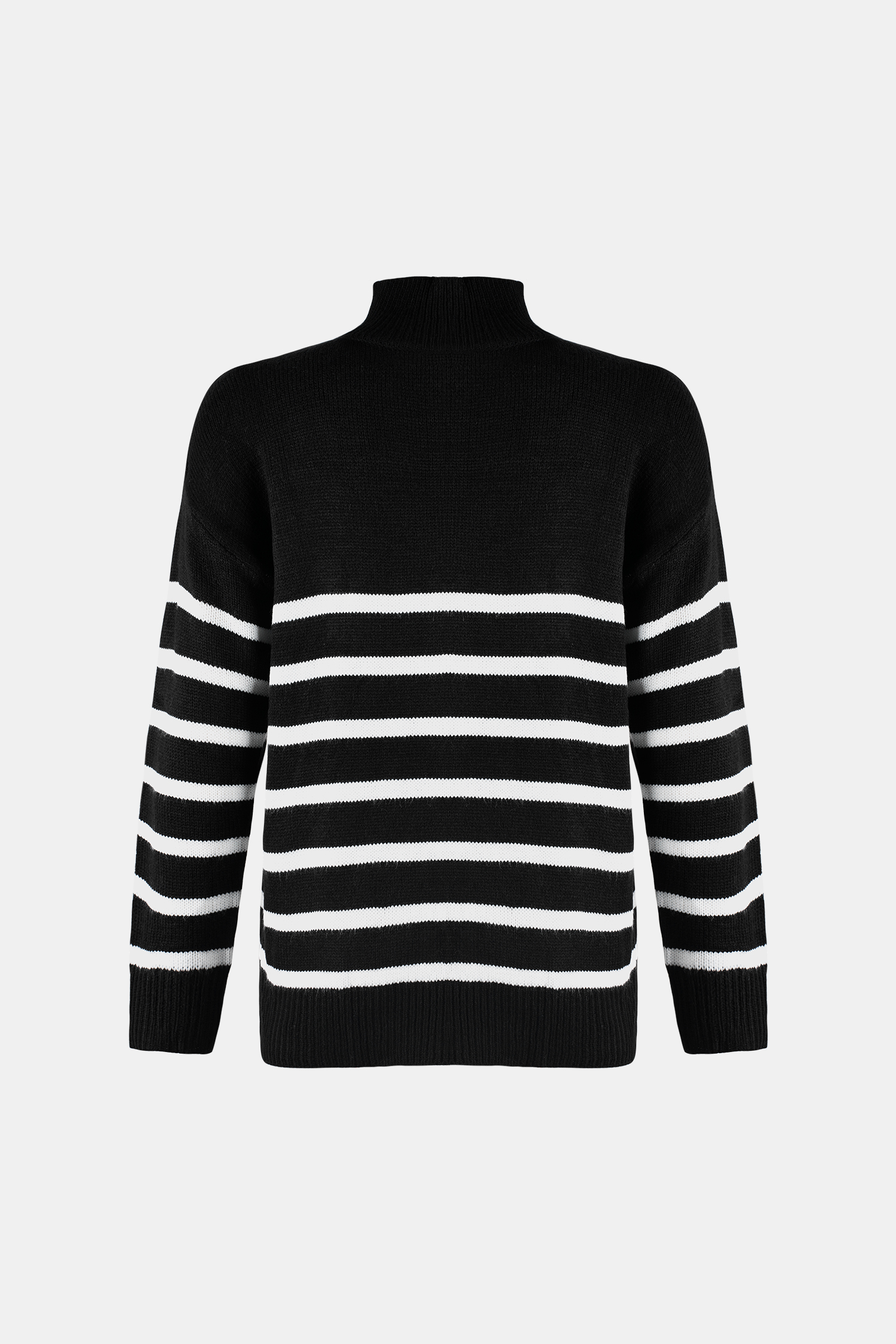 Jersey de cuello alto de manga larga con rayas negras