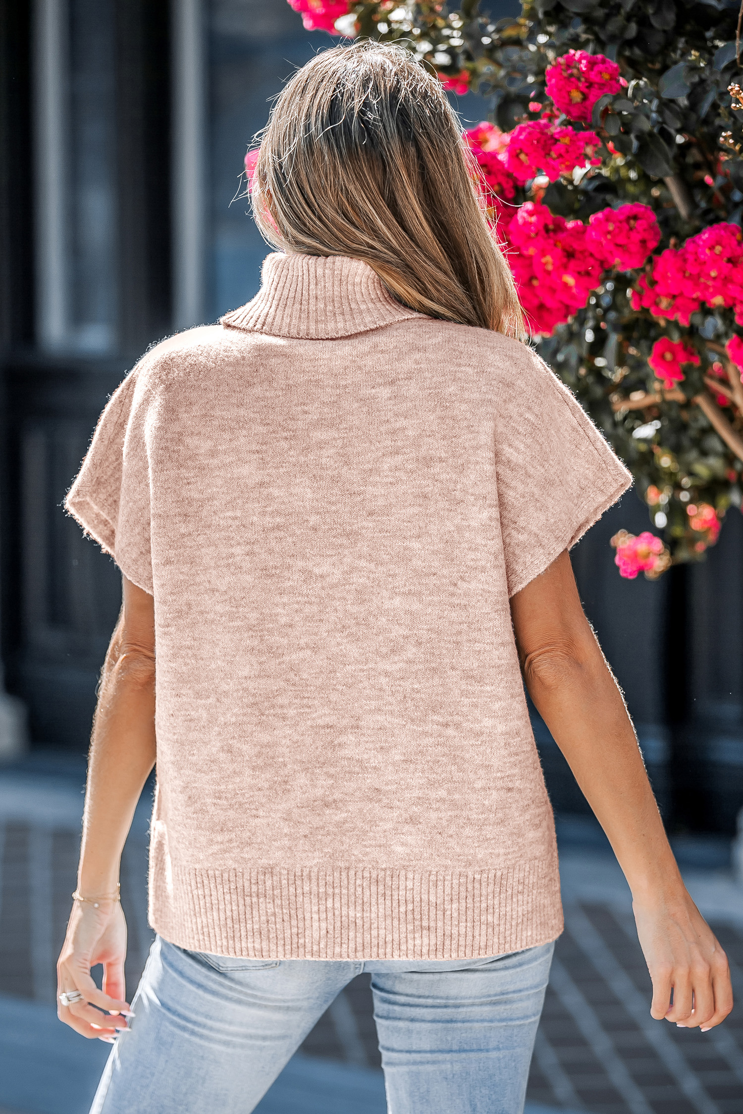 【YOURNUS】Eti Basic Half Neck Knit Short Sleeve Knit Top with Rolled Neckline – StoneFlowers
