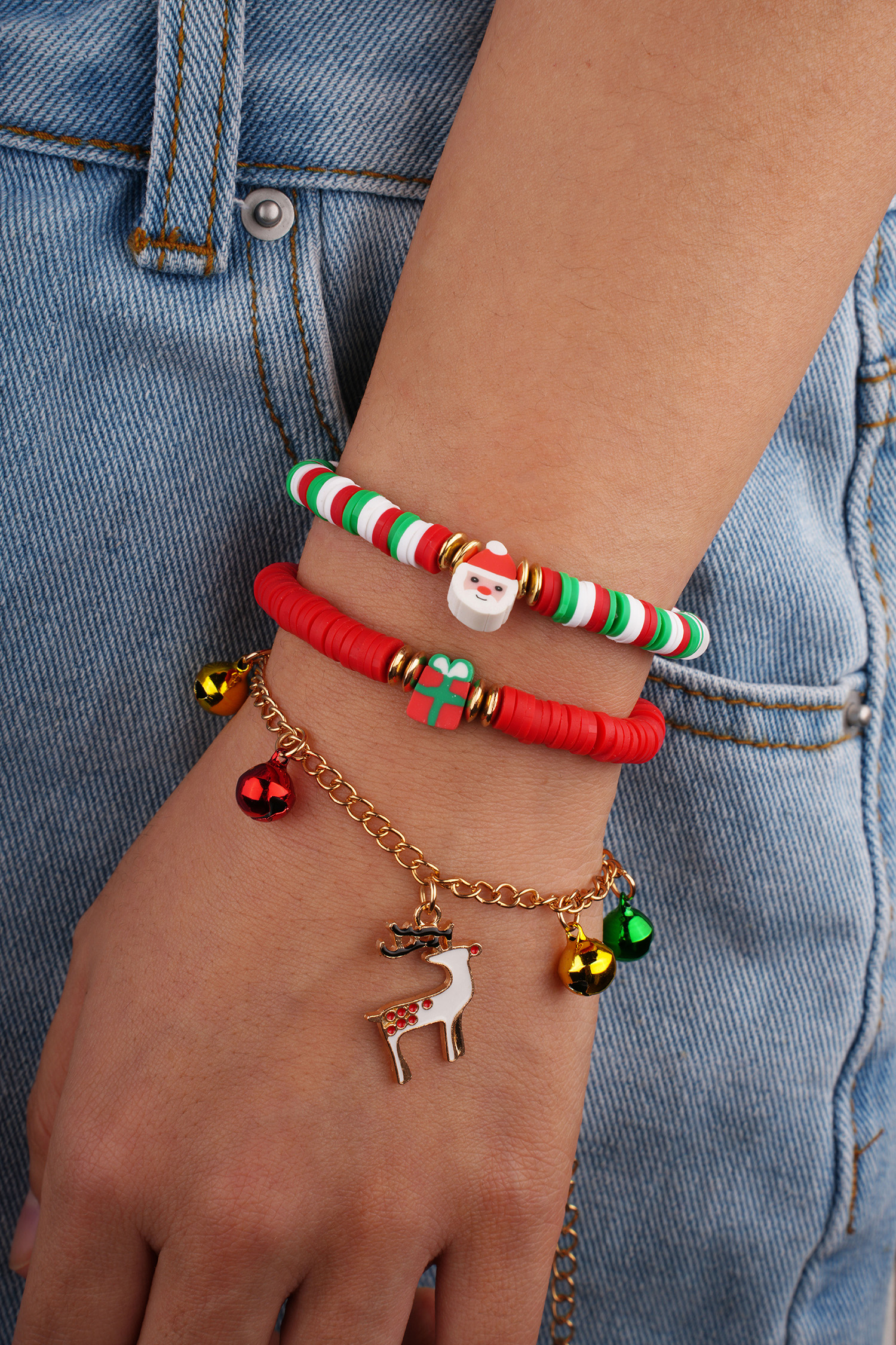 Juego de pulseras navideñas de Papá Noel