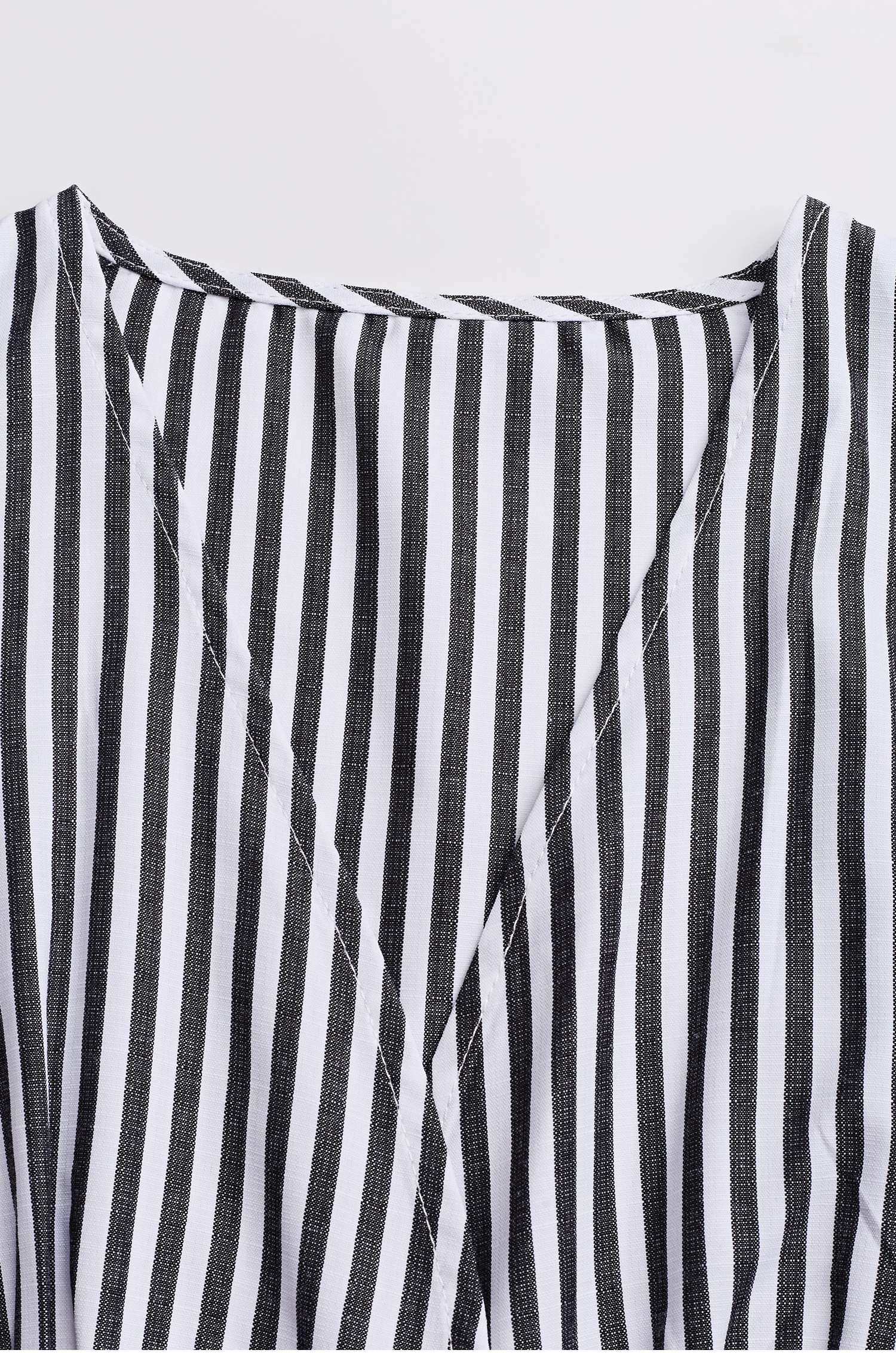 Black Striped V-Neck Flutter Sleeve Mini Dress