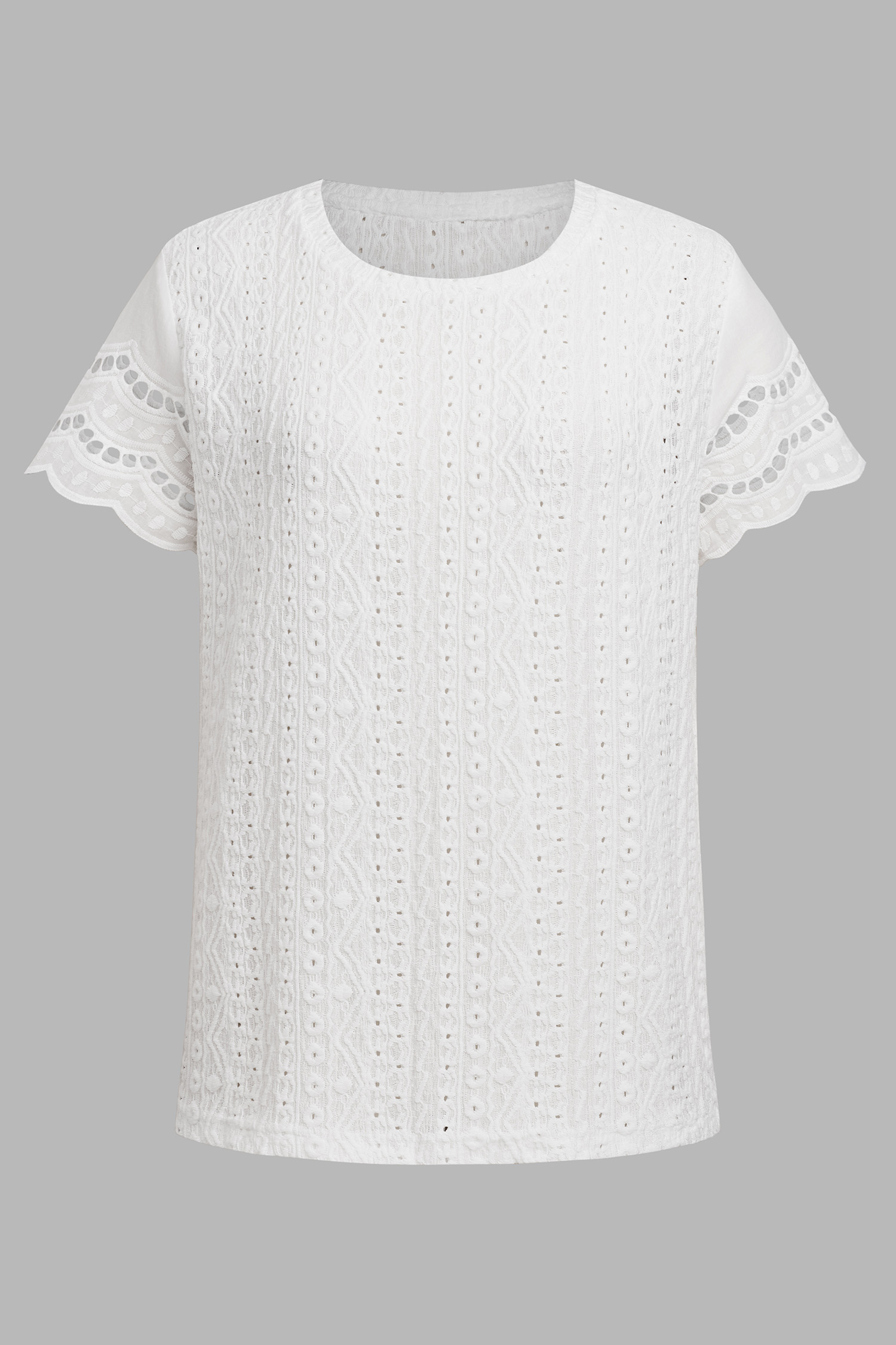 White Eyelet Short Sleeve Tee