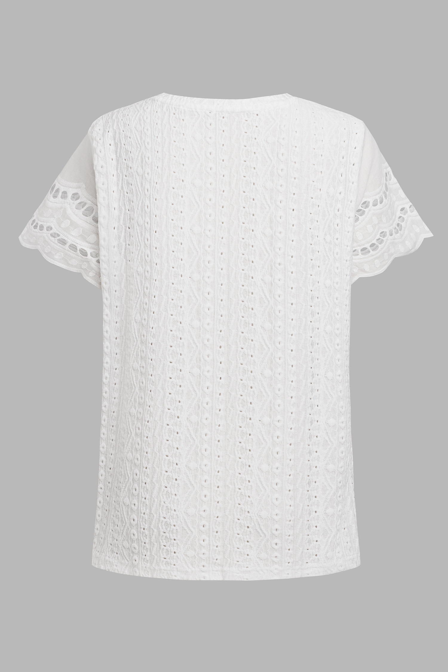 White Eyelet Short Sleeve Tee