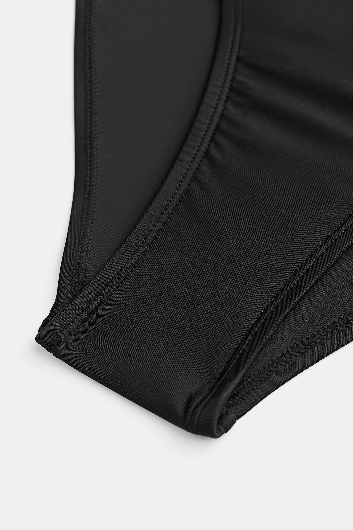 Solid Mesh Wrap Front Cutout Black One Piece Swimsuit