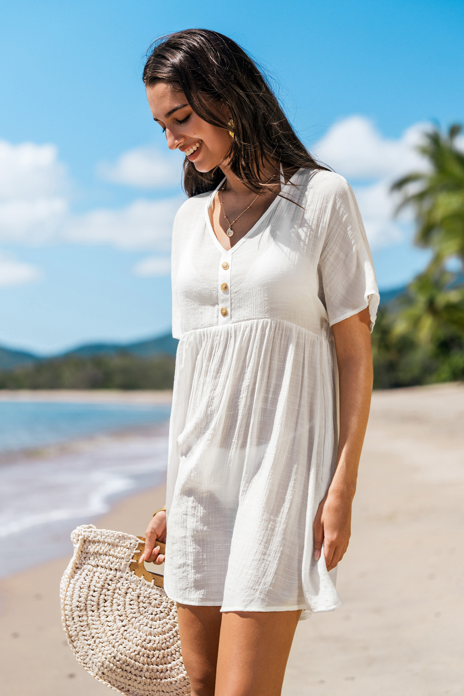 Cupshe Summer Dream White Cover-up Mini Dress In White