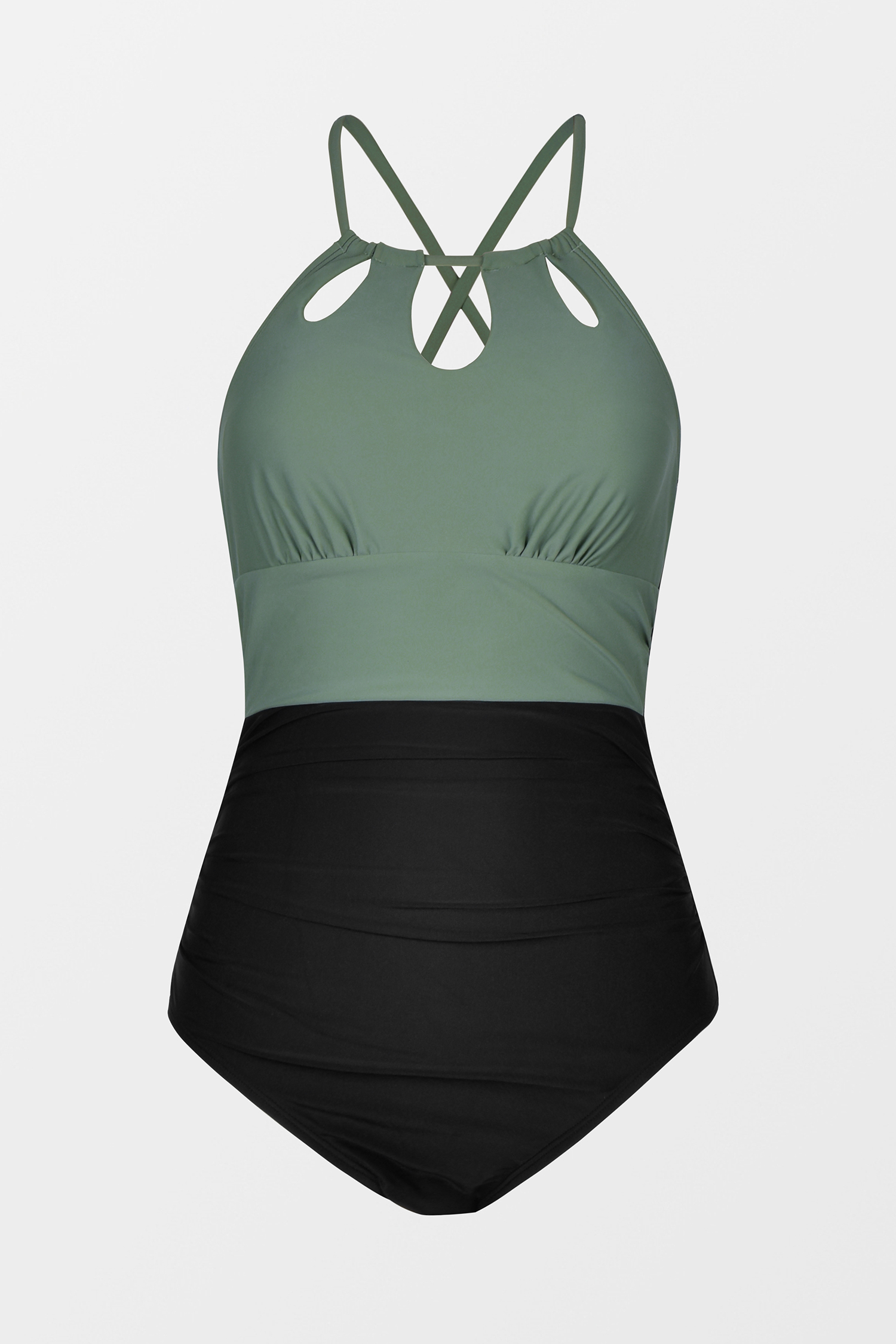 【THE MOZZ】Darjeeling Lace One Piece Island Goddess Over the Shoulder Mesh One Piece - Black