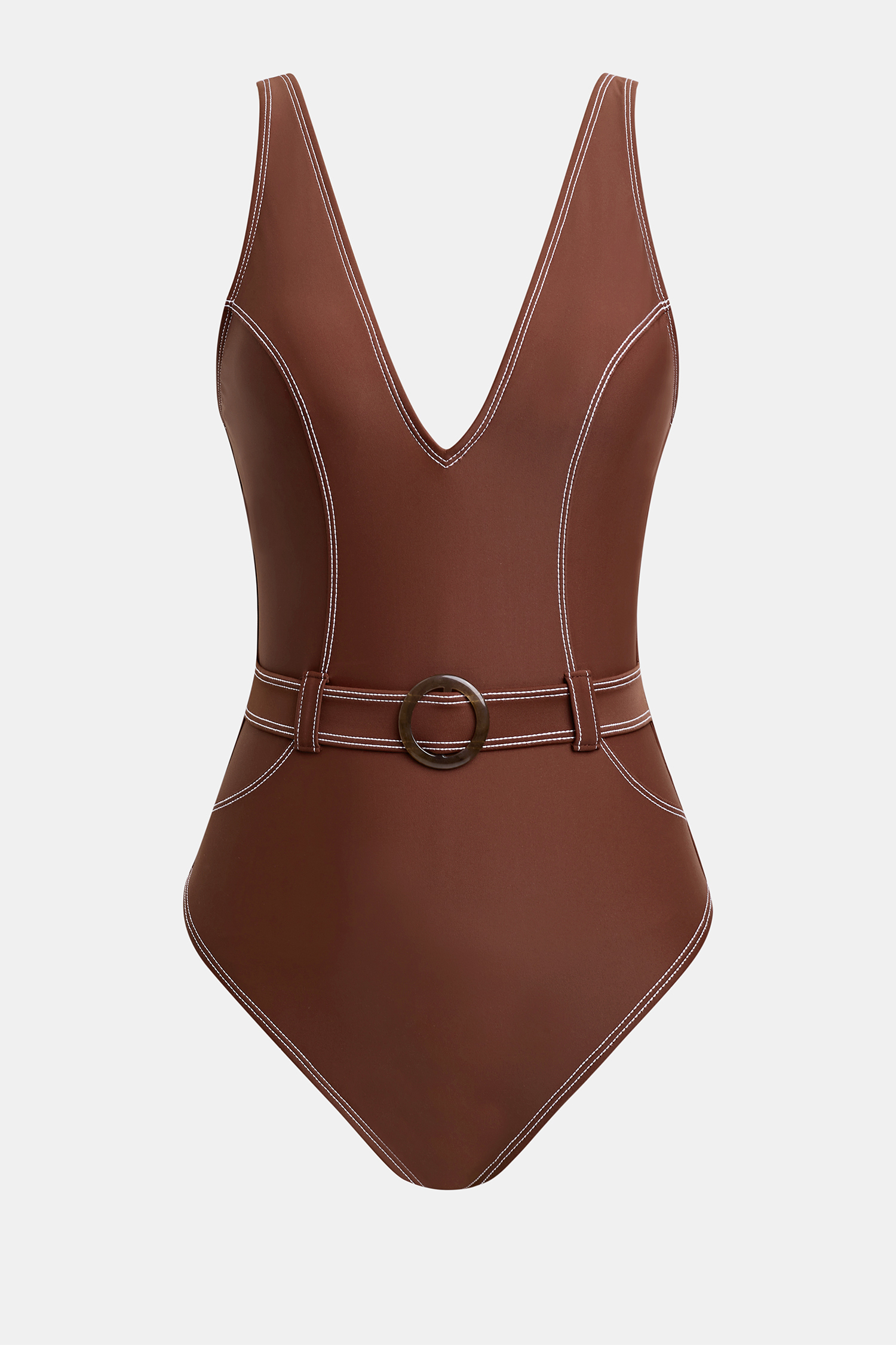 x Maddy Maillot de bain une pièce marron ceinturé