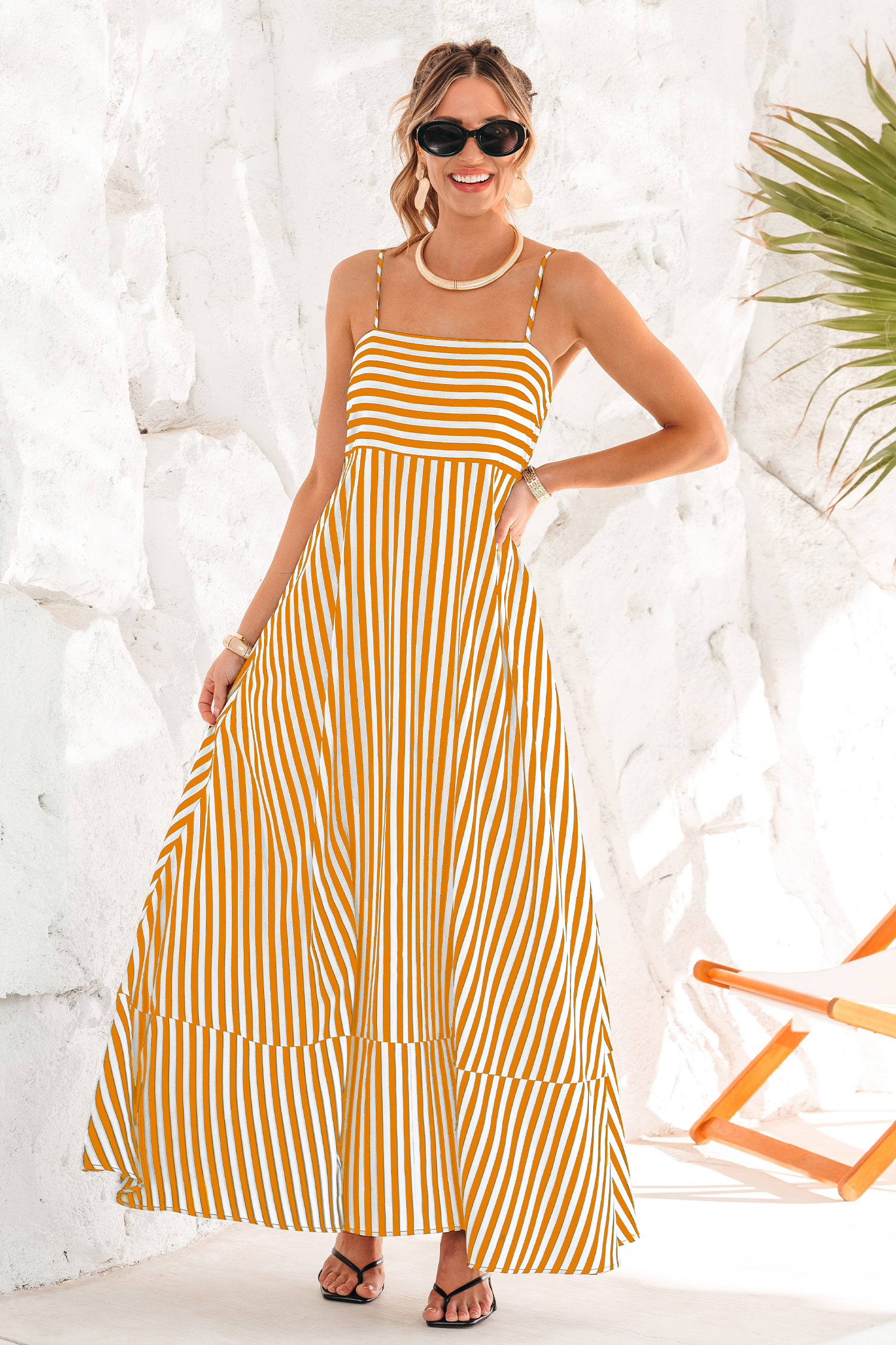 Cupshe Straight Forward Striped Maxi Dress