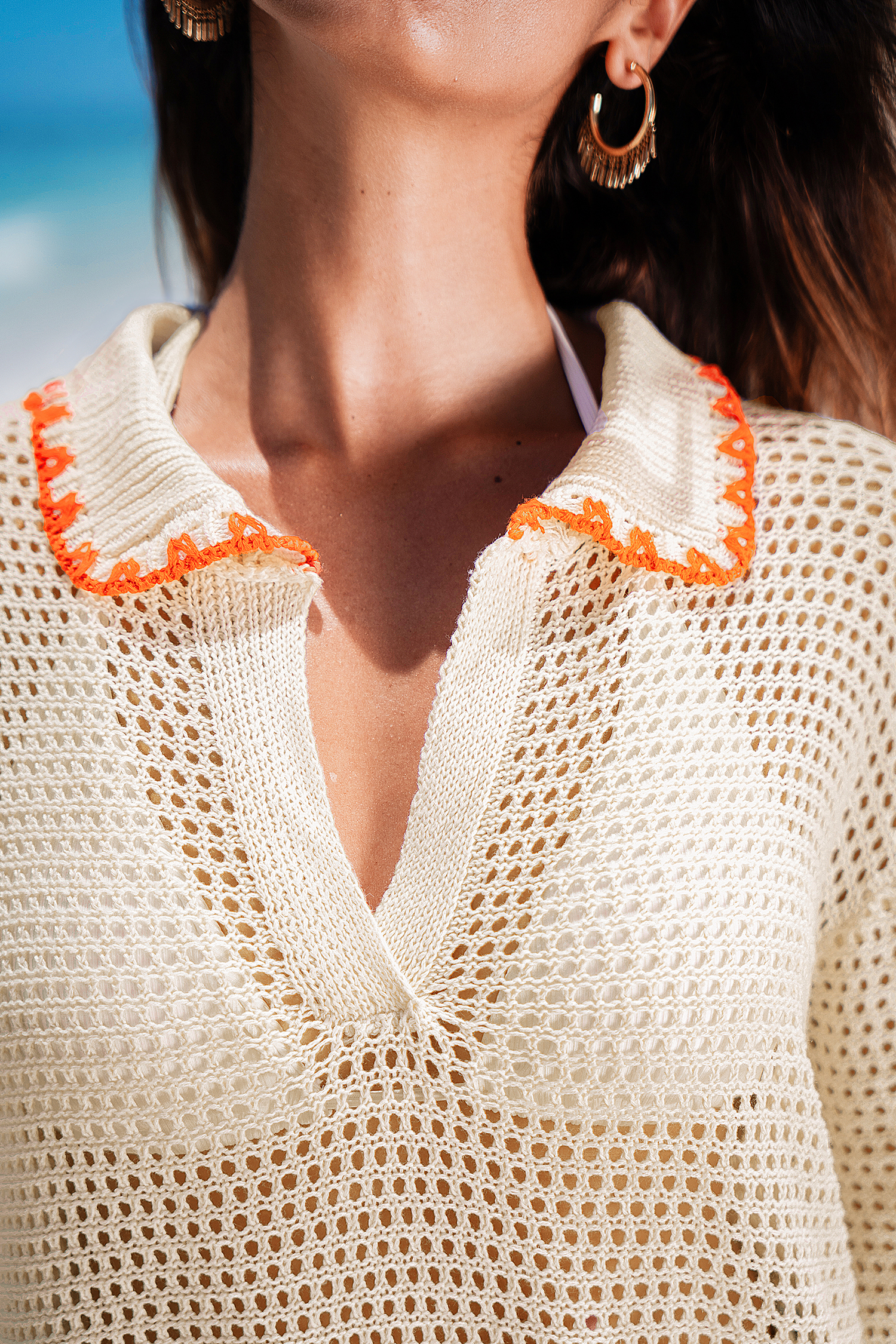 Cupshe Ember Glow Creme Cover-up Top In Neutral