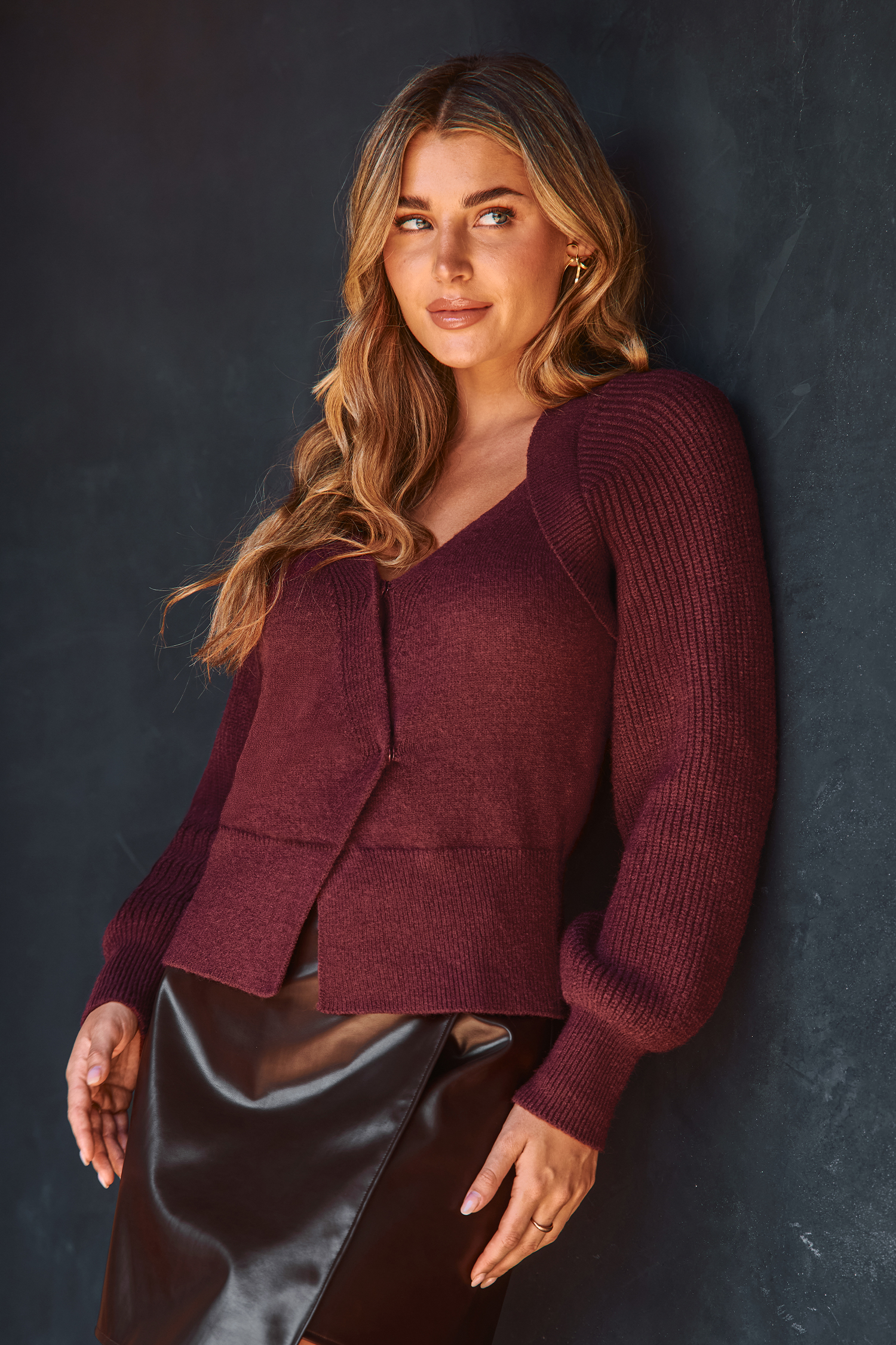 Downtown Classic Red Cardigan