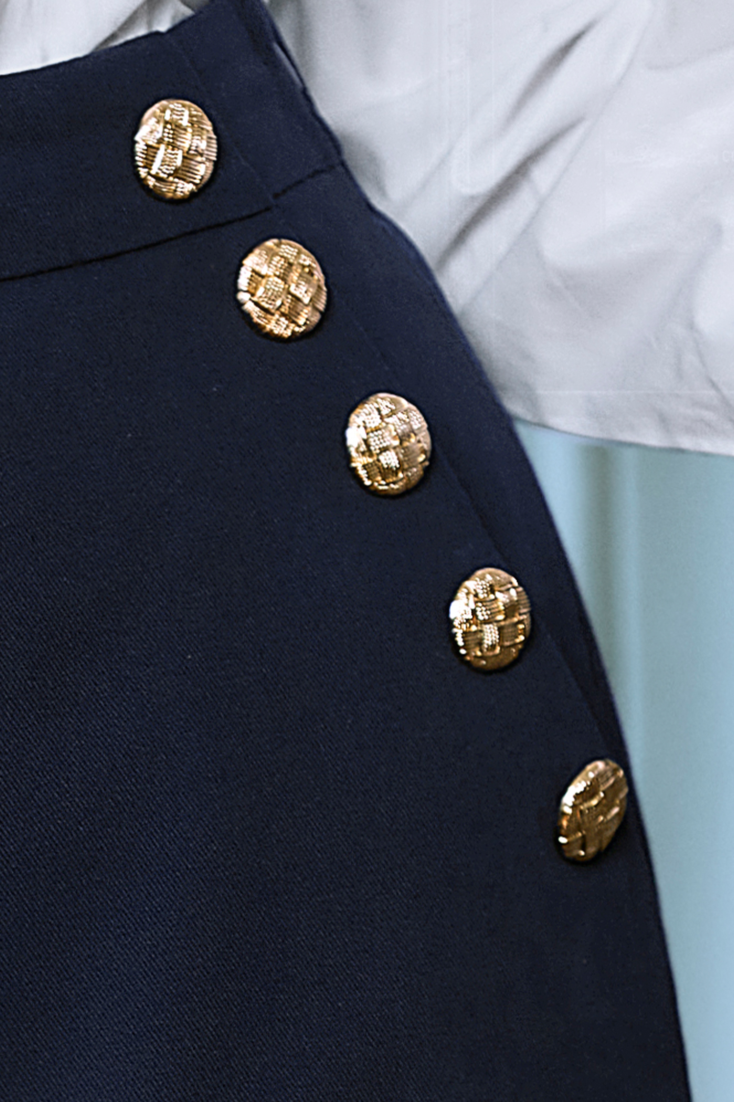 Navy Elastischer Bund Baumwoll-Hose