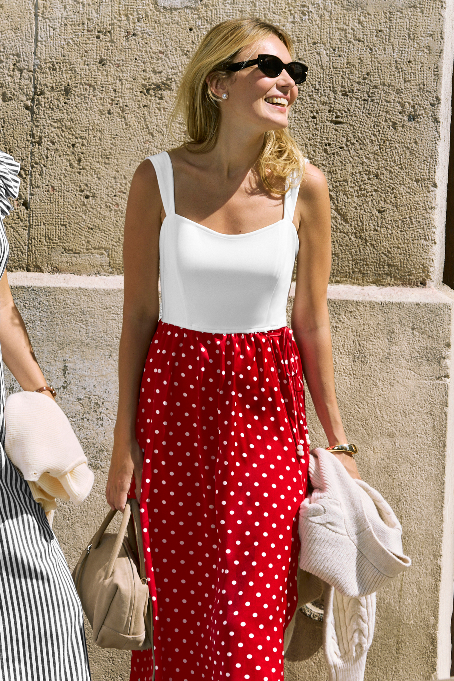 Polka Dot Herzausschnitt Ärmelloses Maxikleid