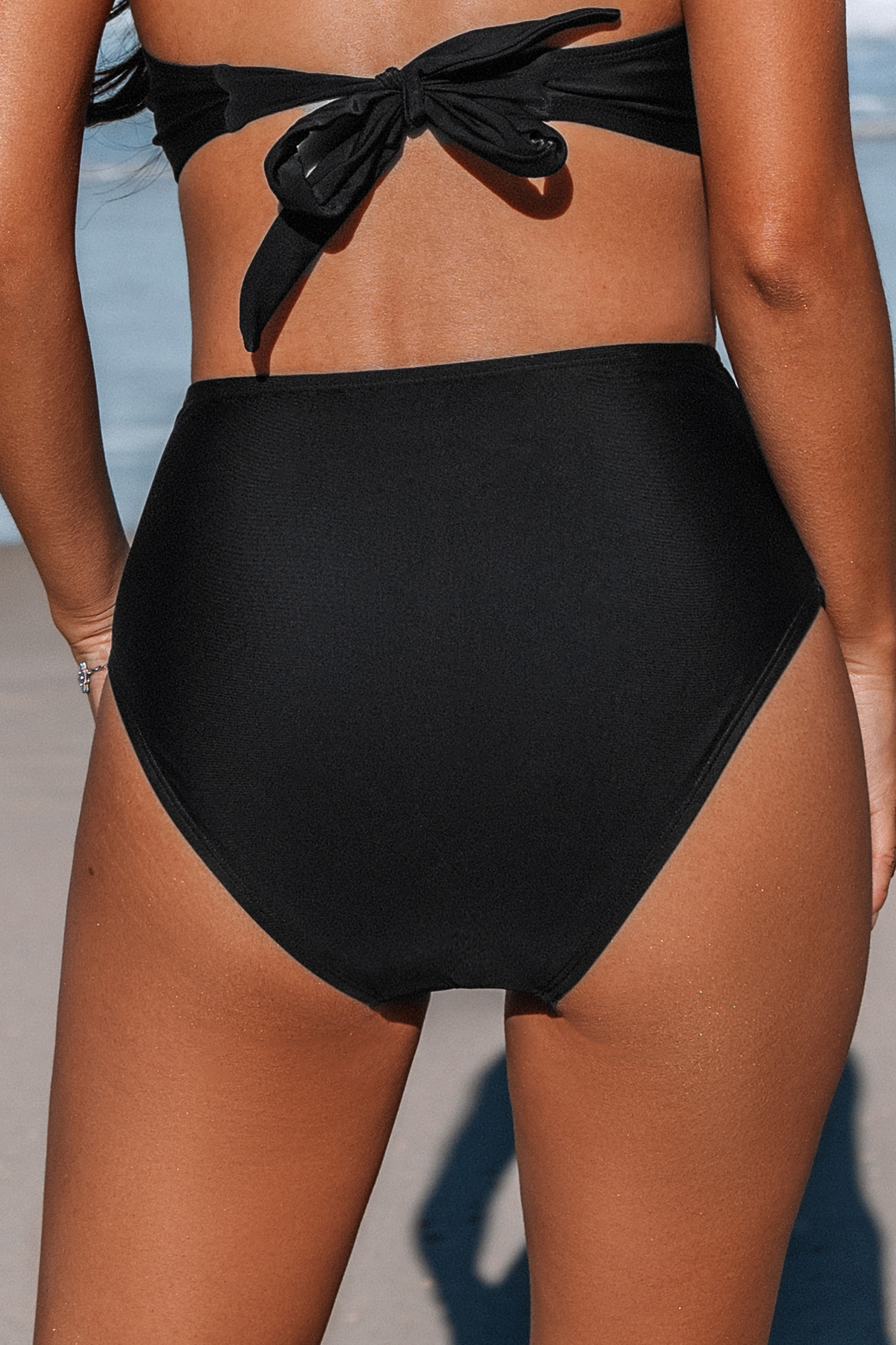 Midnight High-Rise Ruched Bikini Bottoms