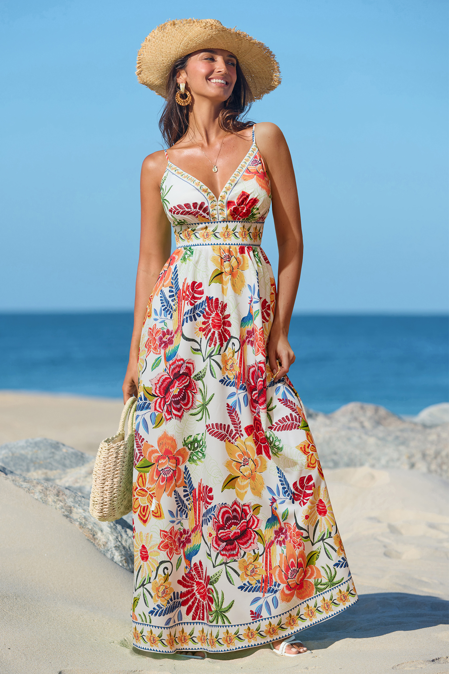 Cupshe Vibrant Oasis Tropical Maxi Dress In Yellow