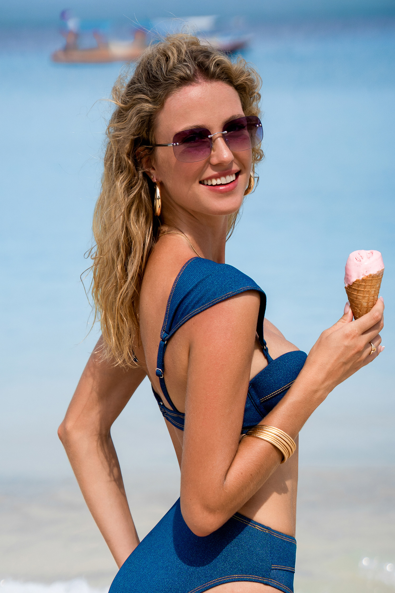 Amalfi Waves Blue Bikini Top