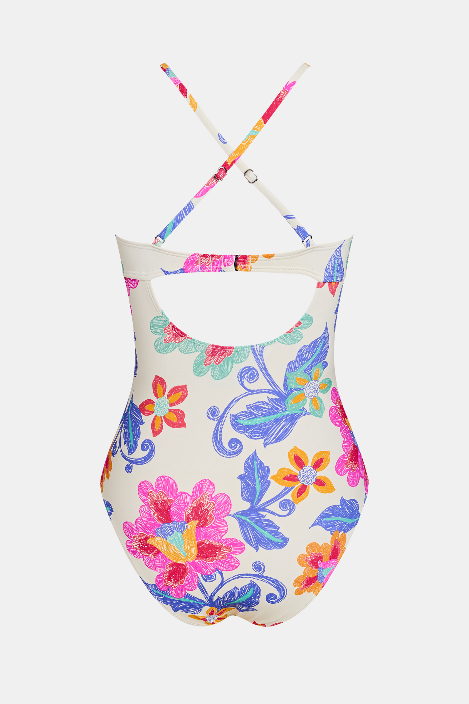 Boho Floral Plunging Slim & Sculpt One Piece Swimsuit