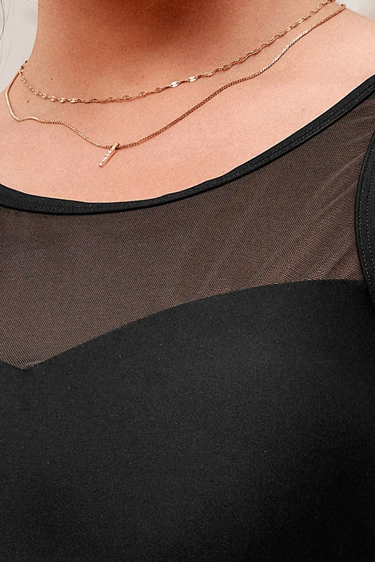 Palm Beach Nights Mesh High Neck Plus Size One Piece Swimsuit