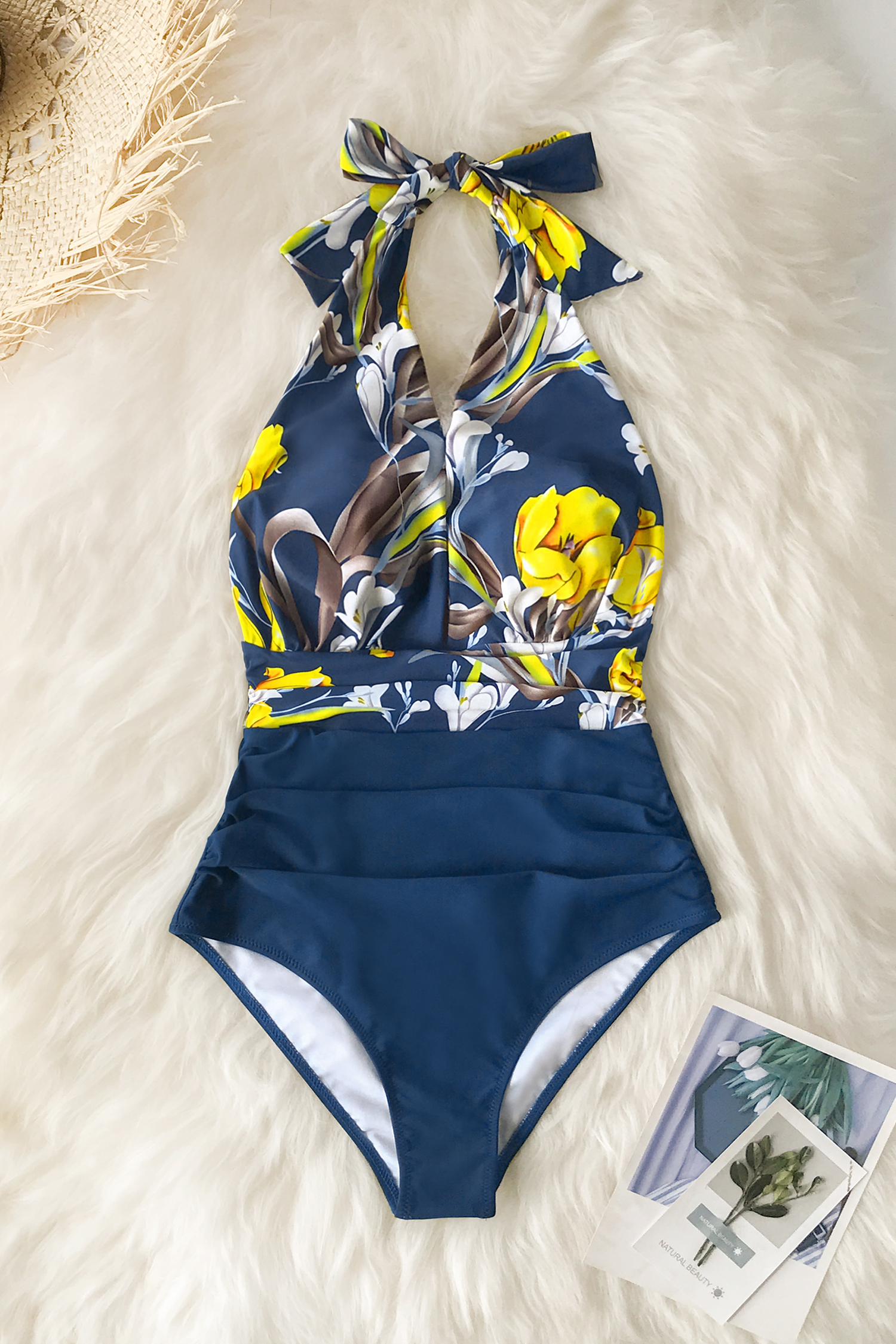 WODECASA Maillot De Bain Une Pièce Pour Femme - Col En V - Ruché