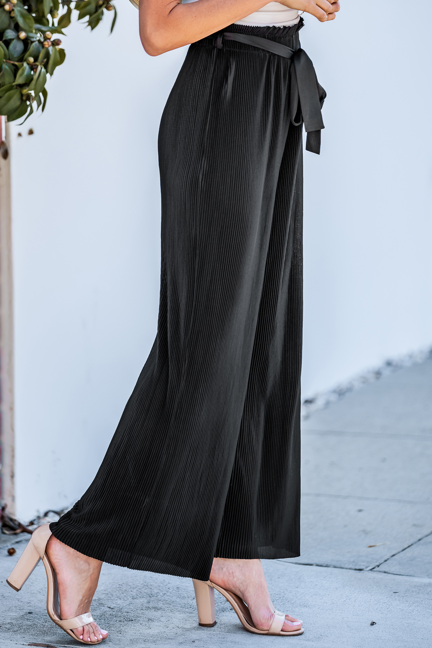 Black Pleated Straight Leg Pants