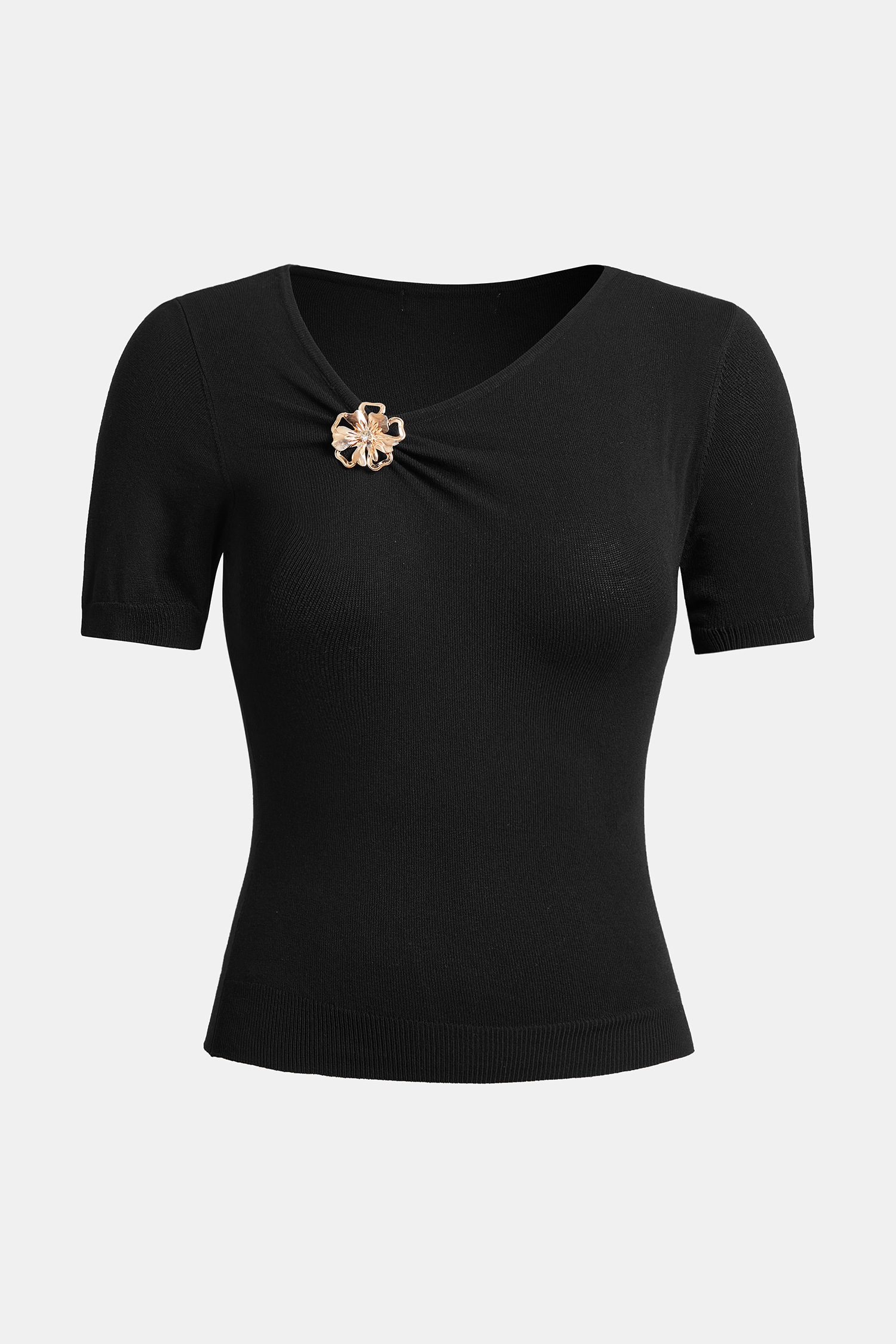 Cupshe Golden Spark Black Knit Top In Black