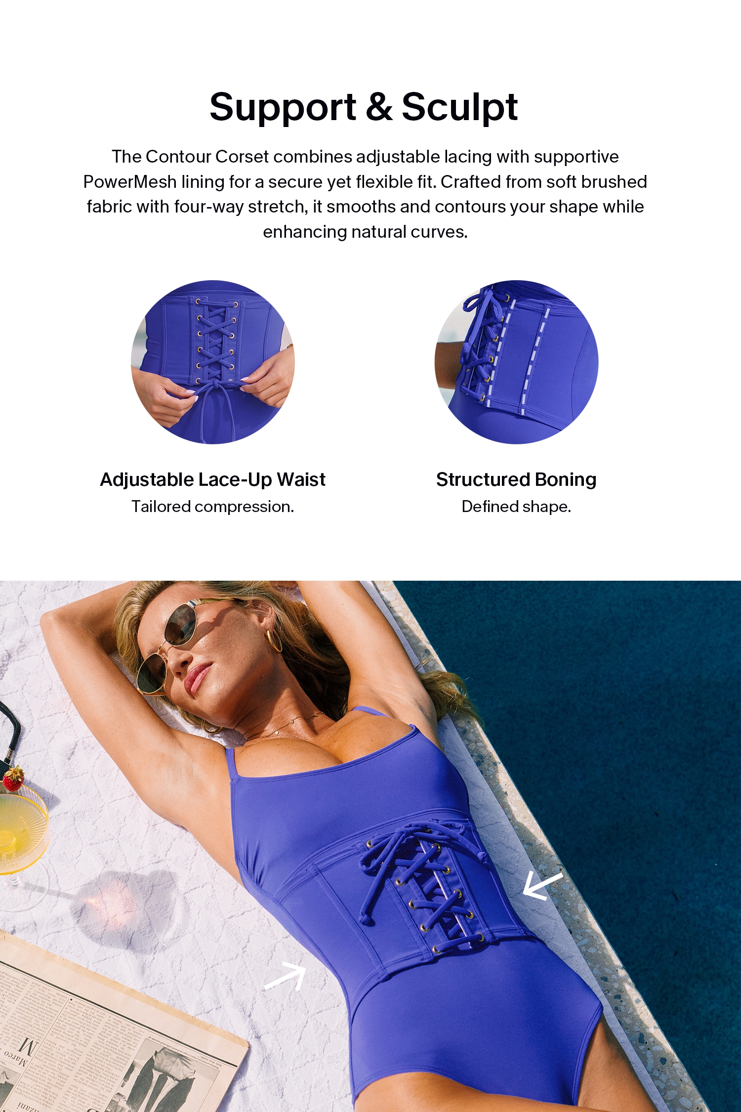 Laced Up Blue One-Piece Swimsuit