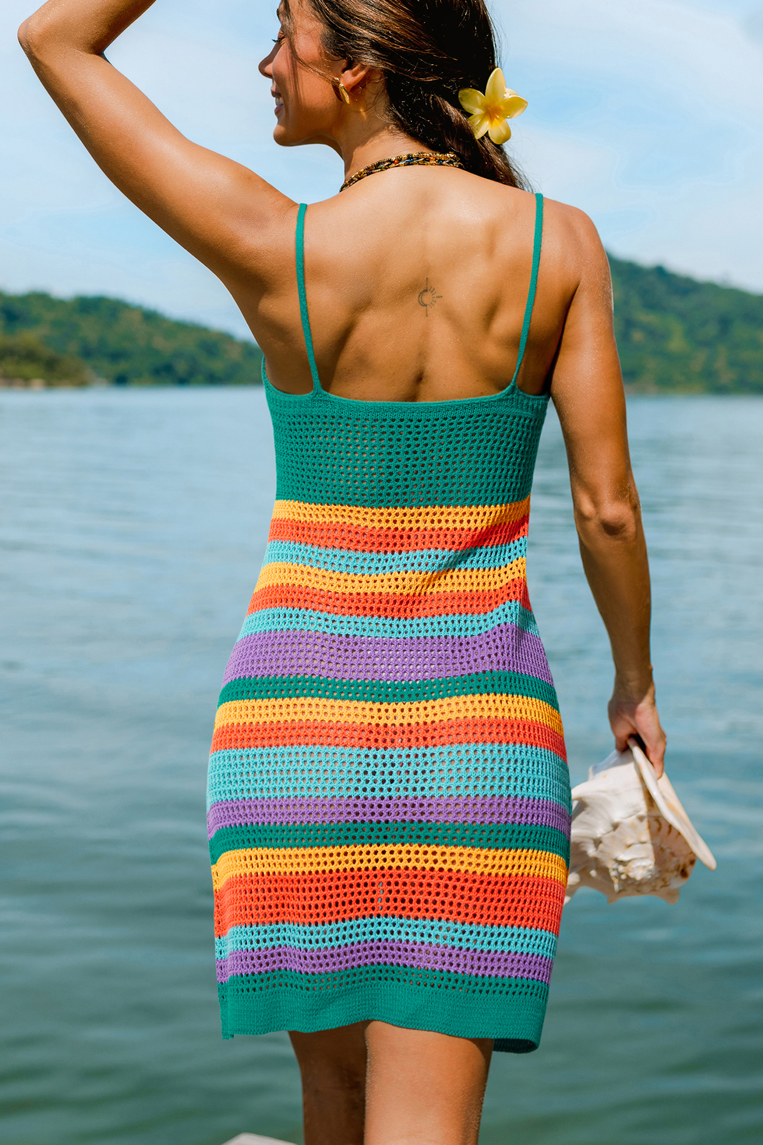 Candy Rings Striped Cover-Up Mini Dress