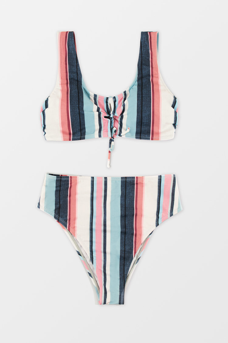 Conjunto de bikini Bralette con escote scoop Cintura alta Talla grande