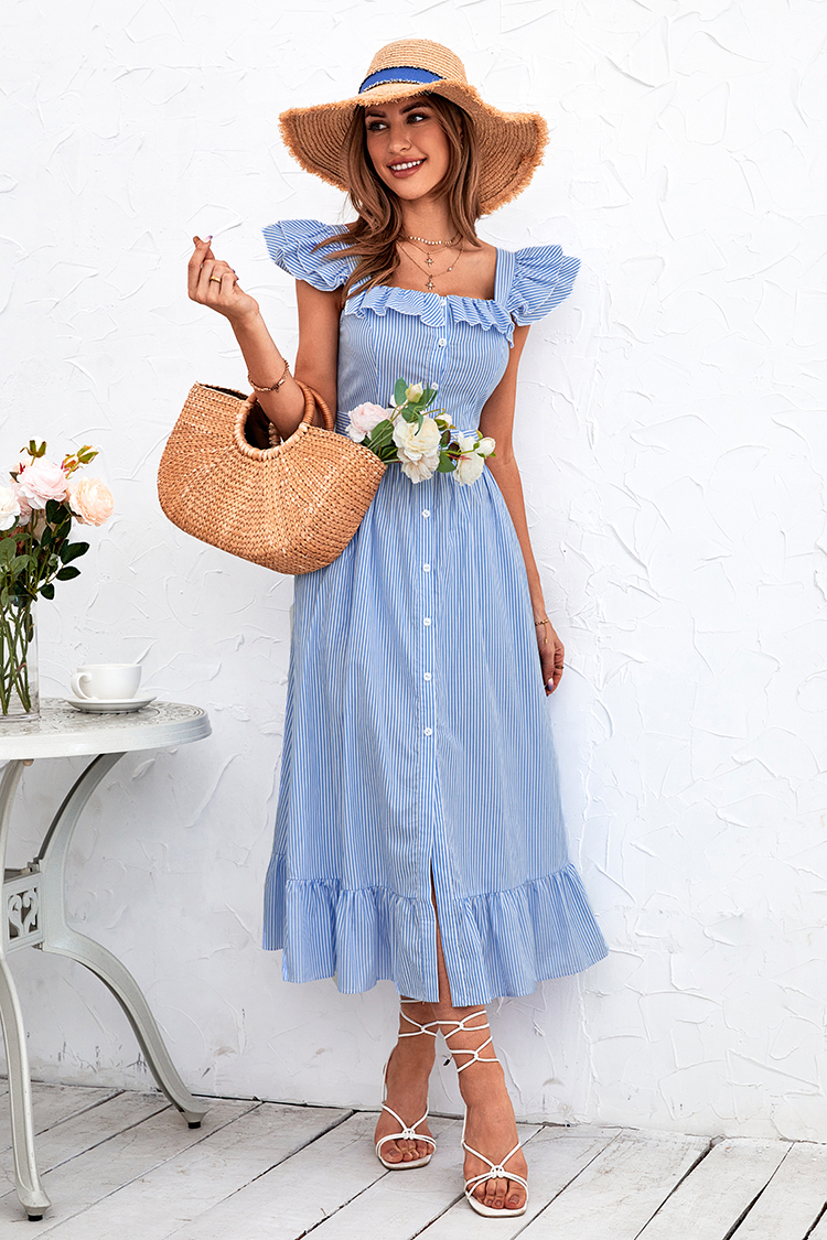 Vestido en forma de A Escote cuadrado Sin mangas