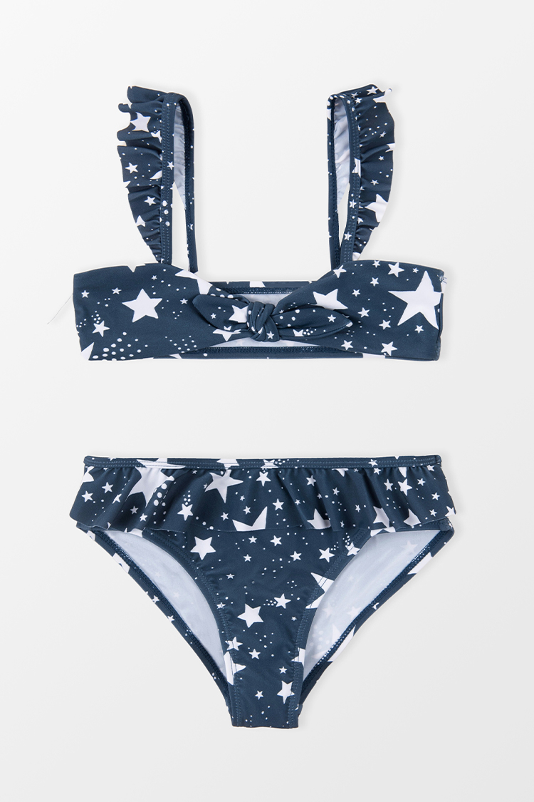 4th of July Starlight Faux Bunny Tie Bralette & Ruffled