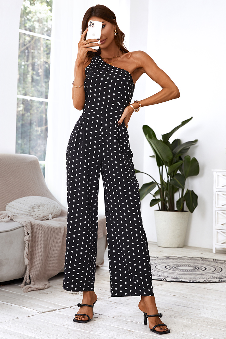 Combinaison droite à pois et une épaule