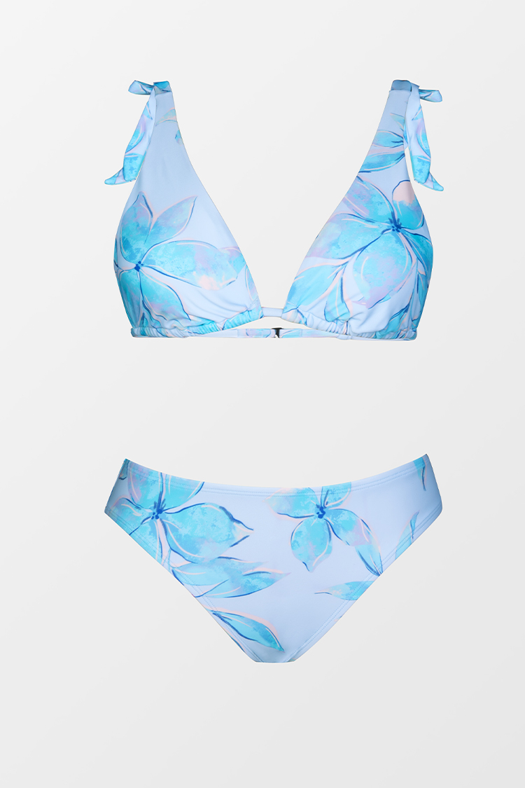Bikini bleu triangle et hipster à jambe classique